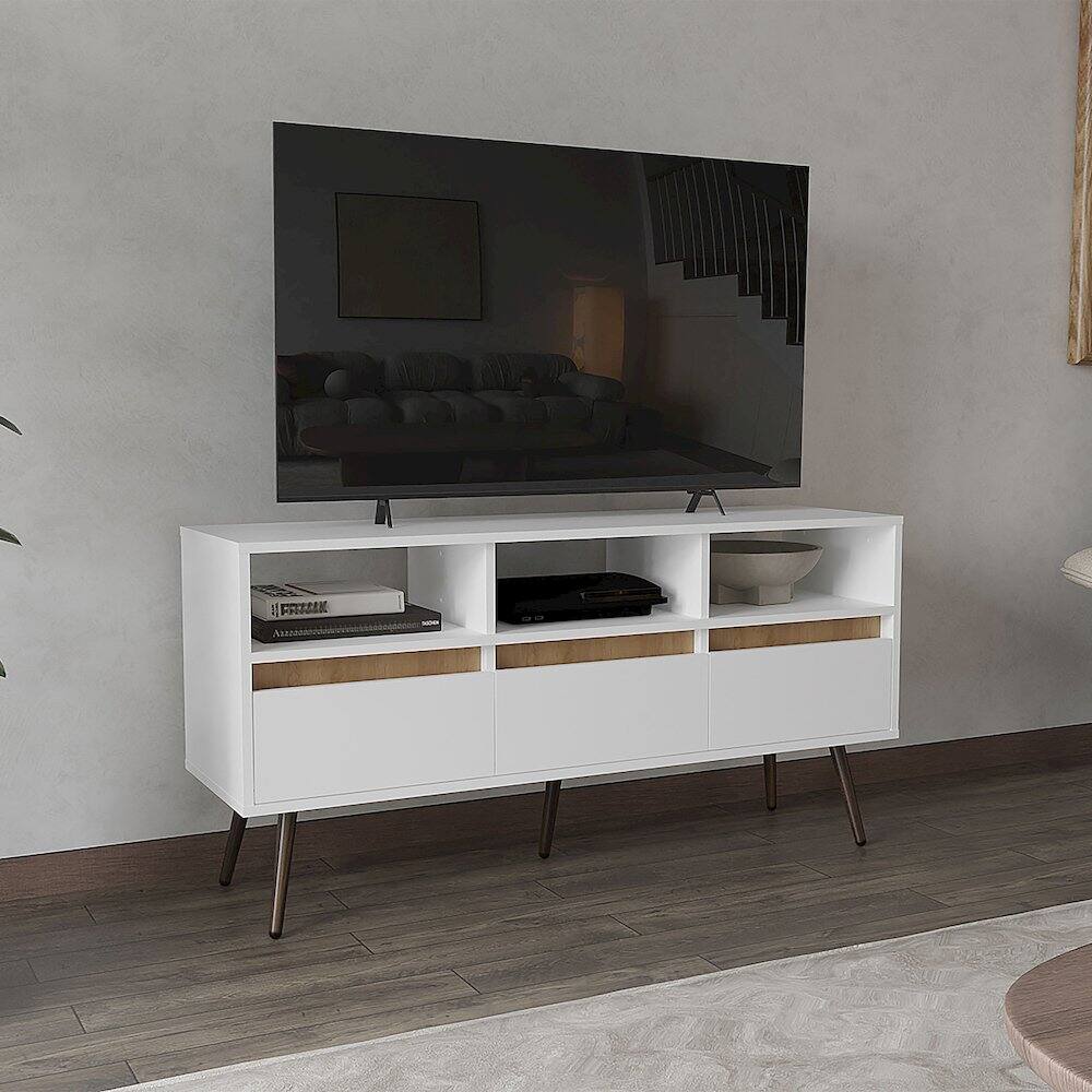 Alt View 2. TuHome - Aranjuez 47" Tv Stand White - Natural Oak MDF - White.