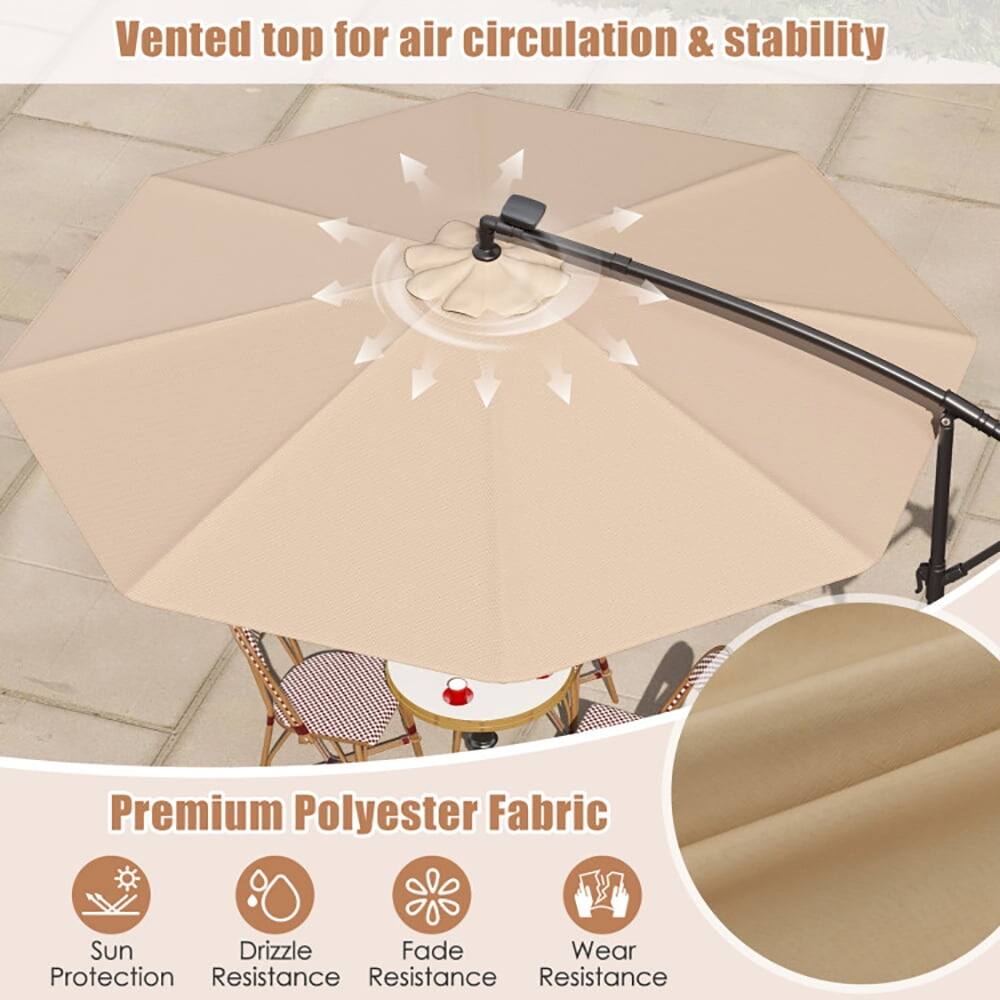 Vented top for air circulation & stability

Premium Polyester Fabric

Sun Protection
Drizzle Resistance
Fade Resistance
Wear Resistance