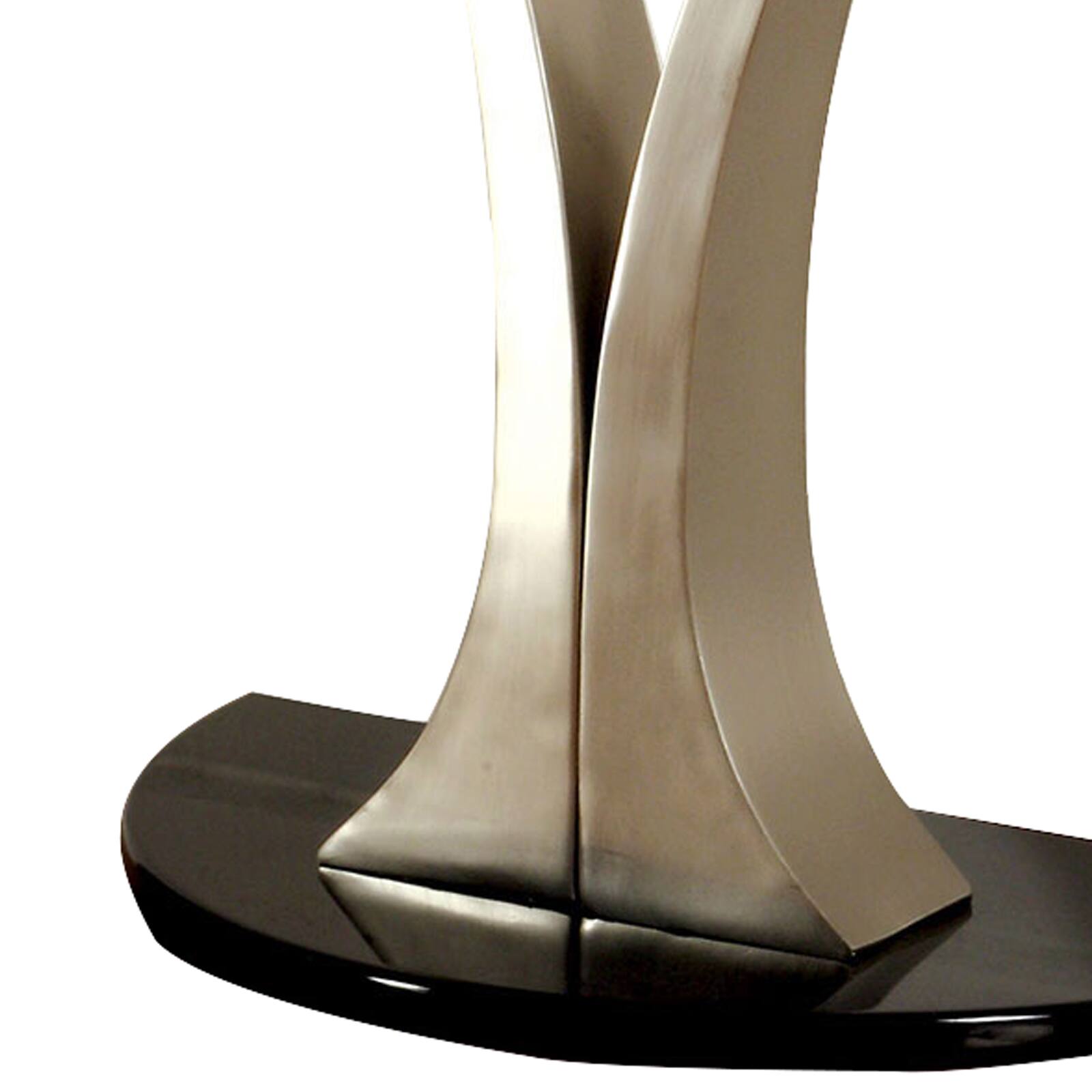 Alt View 1. Manhattan Lane - Sofa Table with Curved V Base and Semi Circular Glass Top - Black and Silver.