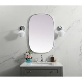 Elegant Decor - Metal Frame Oval Mirror 24x36 Inch - Silver