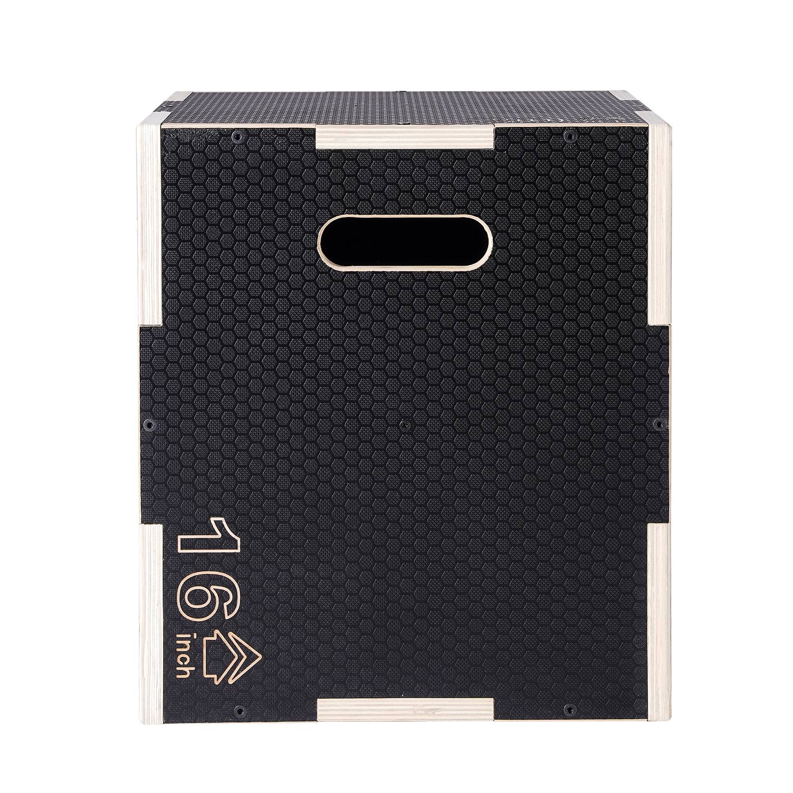 Alt View 5. VEVOR - 3 in 1 Plyometric Jump Box, 20/18/16 Inch Wooden Plyo Box, Platform & Jumping Agility Box, Anti-Slip Fitness Step Up Box - Black.