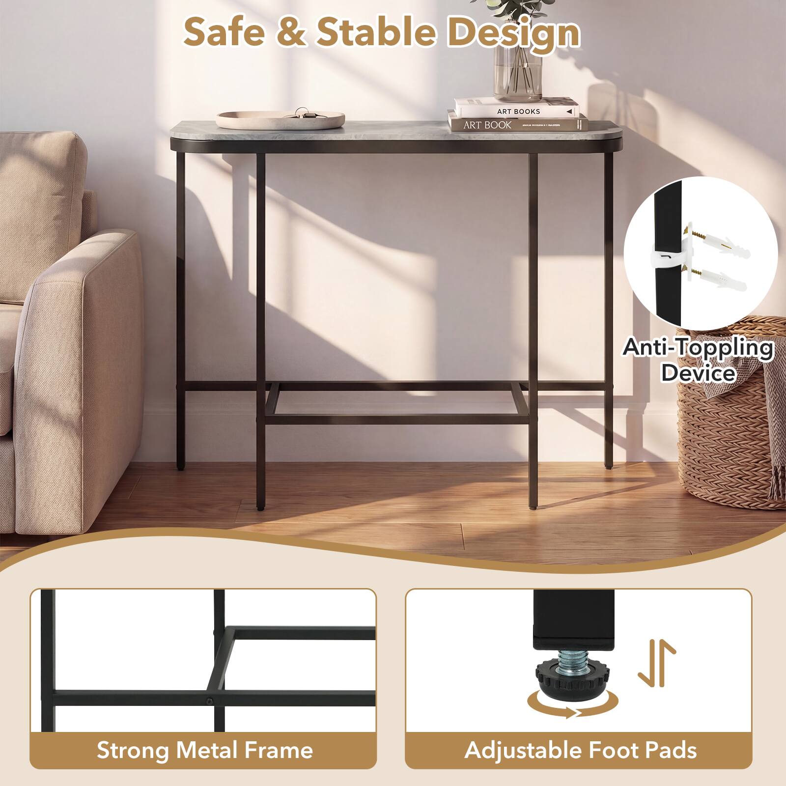 Safe & Stable Design

ART BOOKS  
ART BOOK

Anti-Toppling Device

1L

Strong Metal Frame

Adjustable Foot Pads