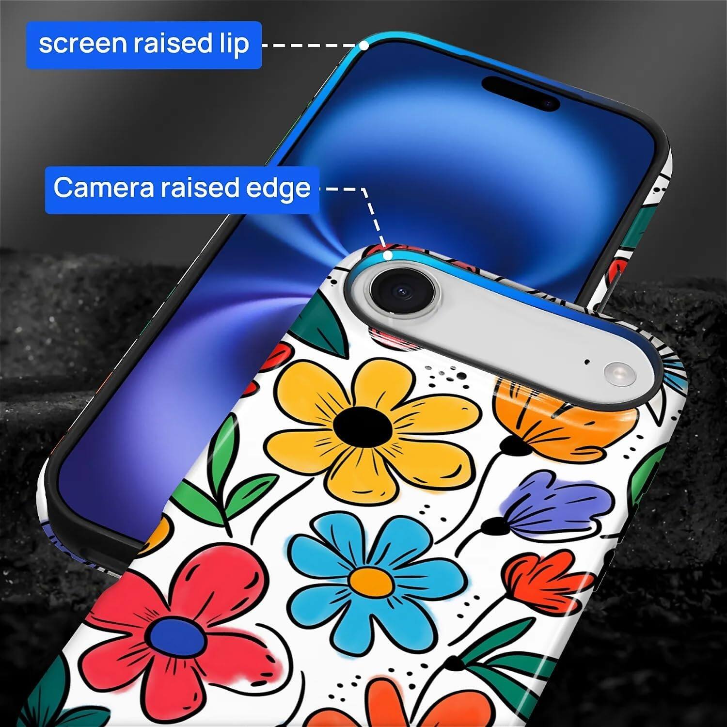 screen raised lip  
Camera raised edge