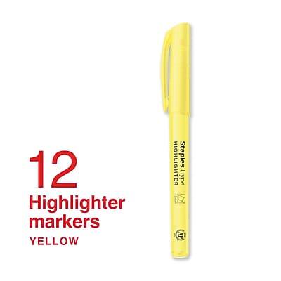 12 Highlighter Markers  
Yellow  
Staples Hype