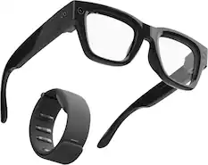 Front. Meta - Meta Ray-Ban Display & Neural Band | AI glasses with in-lens display - Shiny black frame, large - Black band size 3 - Black.