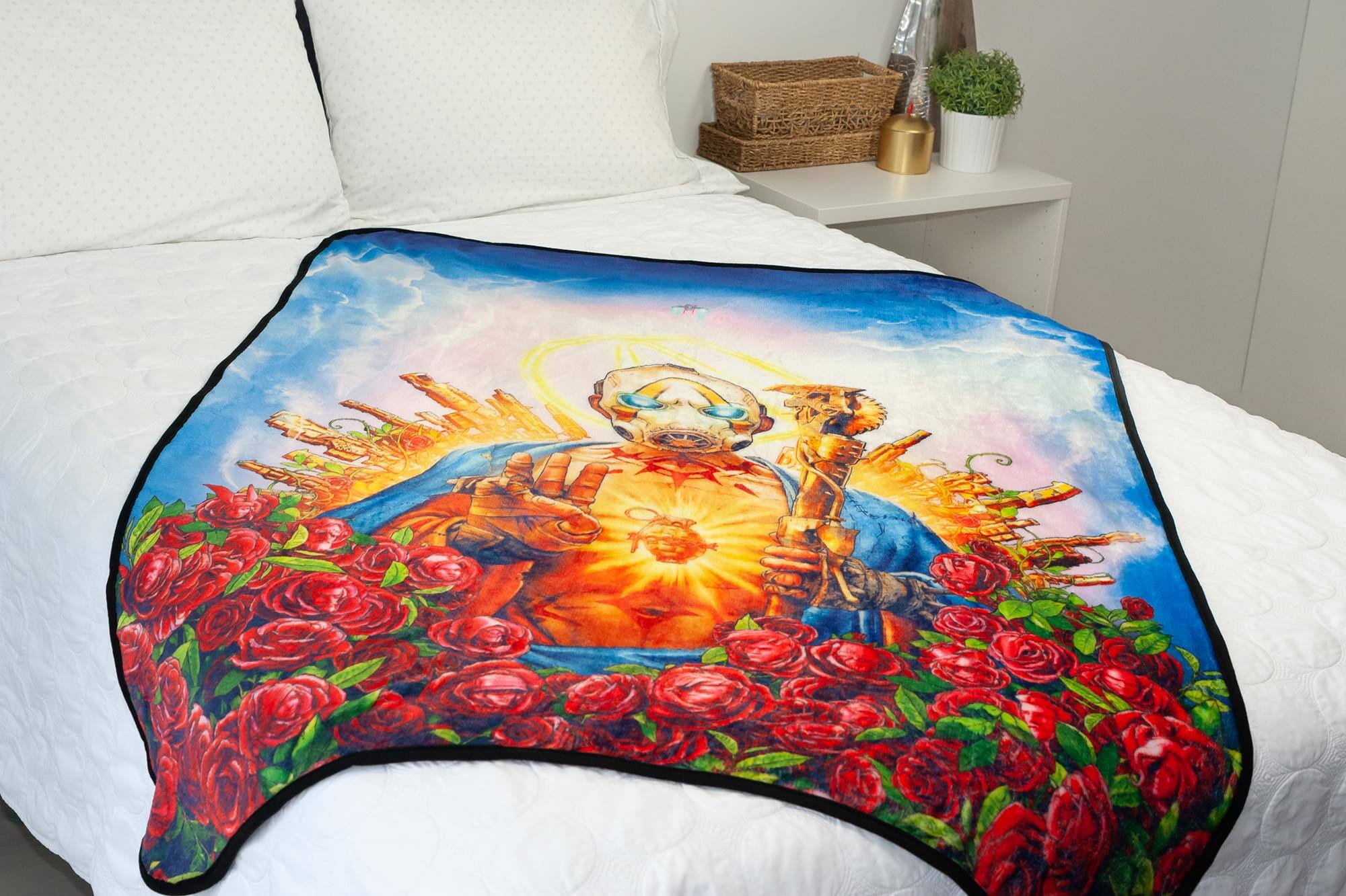 Alt View 3. Just Funky - Borderlands 3 Psycho Bandit Cover Art Fleece Throw Blanket | 60 x 45 Inches - Blue.