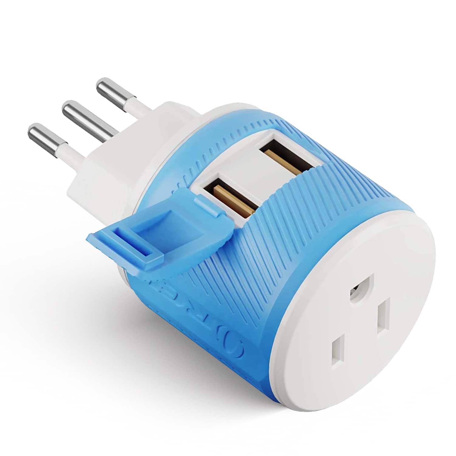 Orei - Italy & Uruguay Travel Plug Adapter – Type L Plug with Dual USB Ports – USA Input for Phones, Laptops & More - Blue price history on PriceWatchPro
