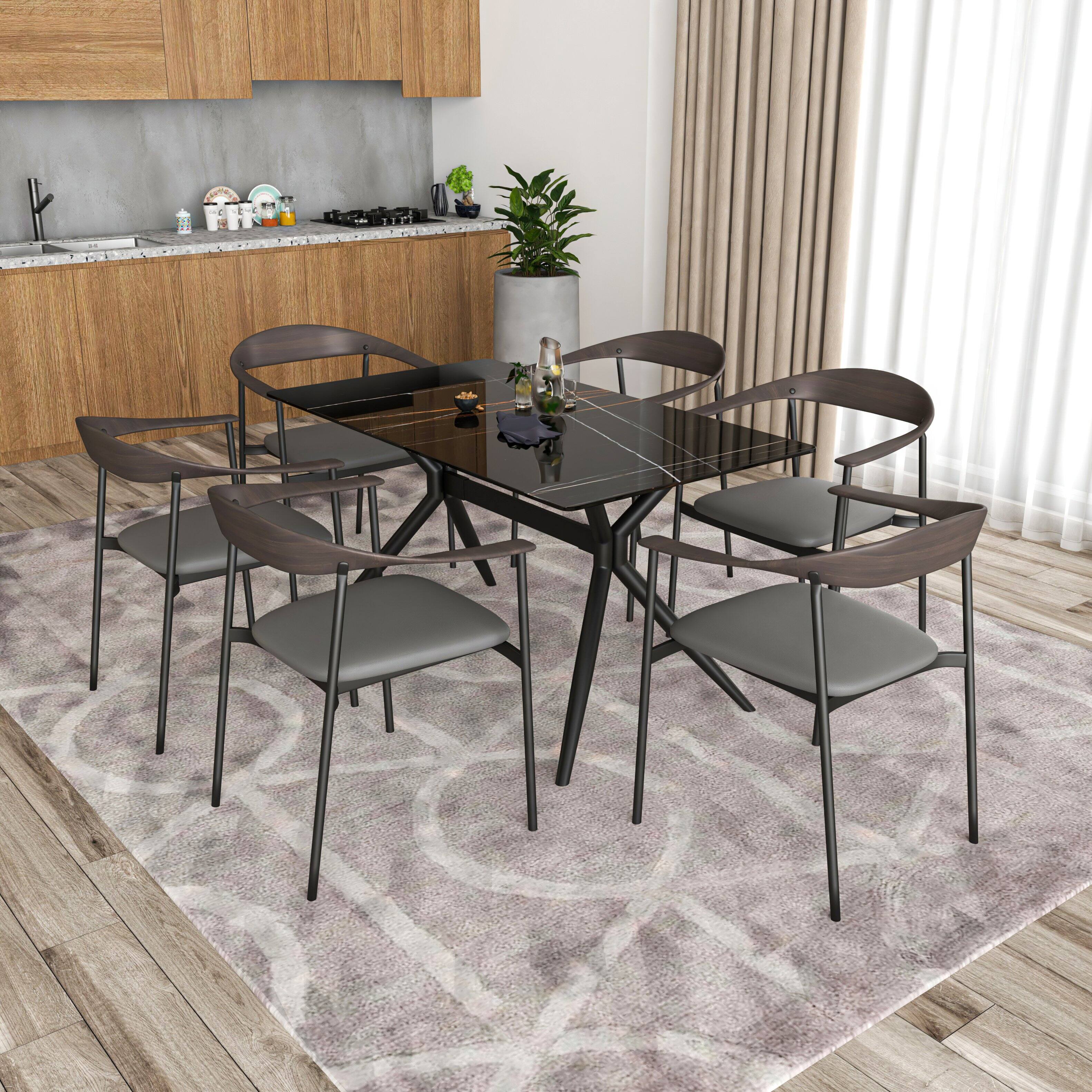 Left. LeisureMod - Kora Modern Faux Leather Dining Chair, Open Back Accent Kitchen Chair, Fully Assembled - Charcoal.