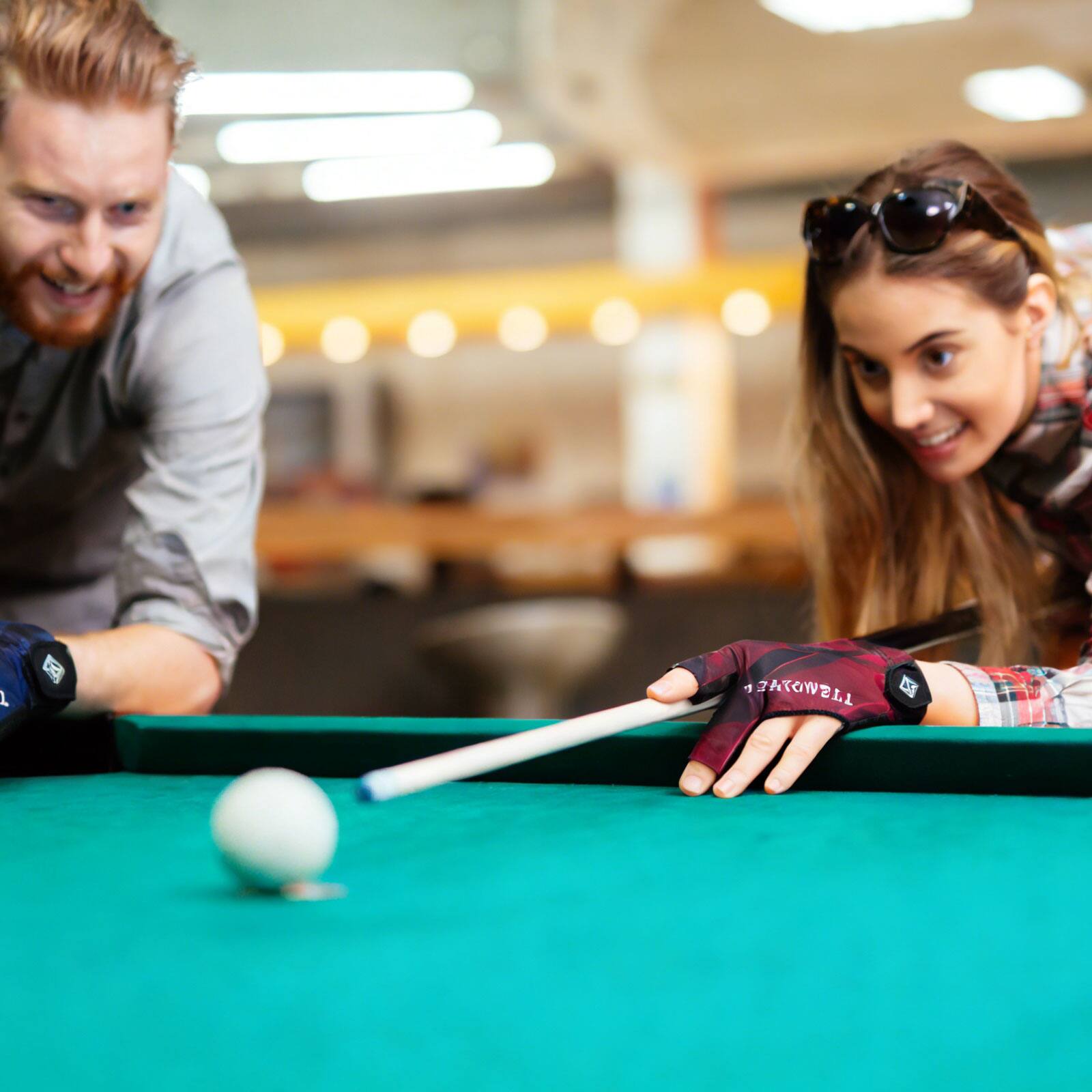 Alt View 5. Unique Bargains - 3 Finger Pool Glove Left Hand, Billiard Gloves for Shooter Carom Pool Snooker Cue Accessories 2pcs - Fits Men Women - Black Gray.