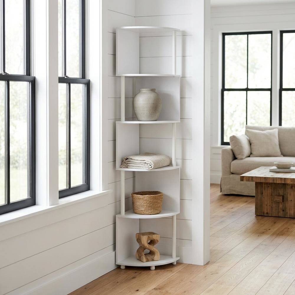 Angle. FurniFact - Engineered Wood bookcase with open storage design for home or office use - White/White.