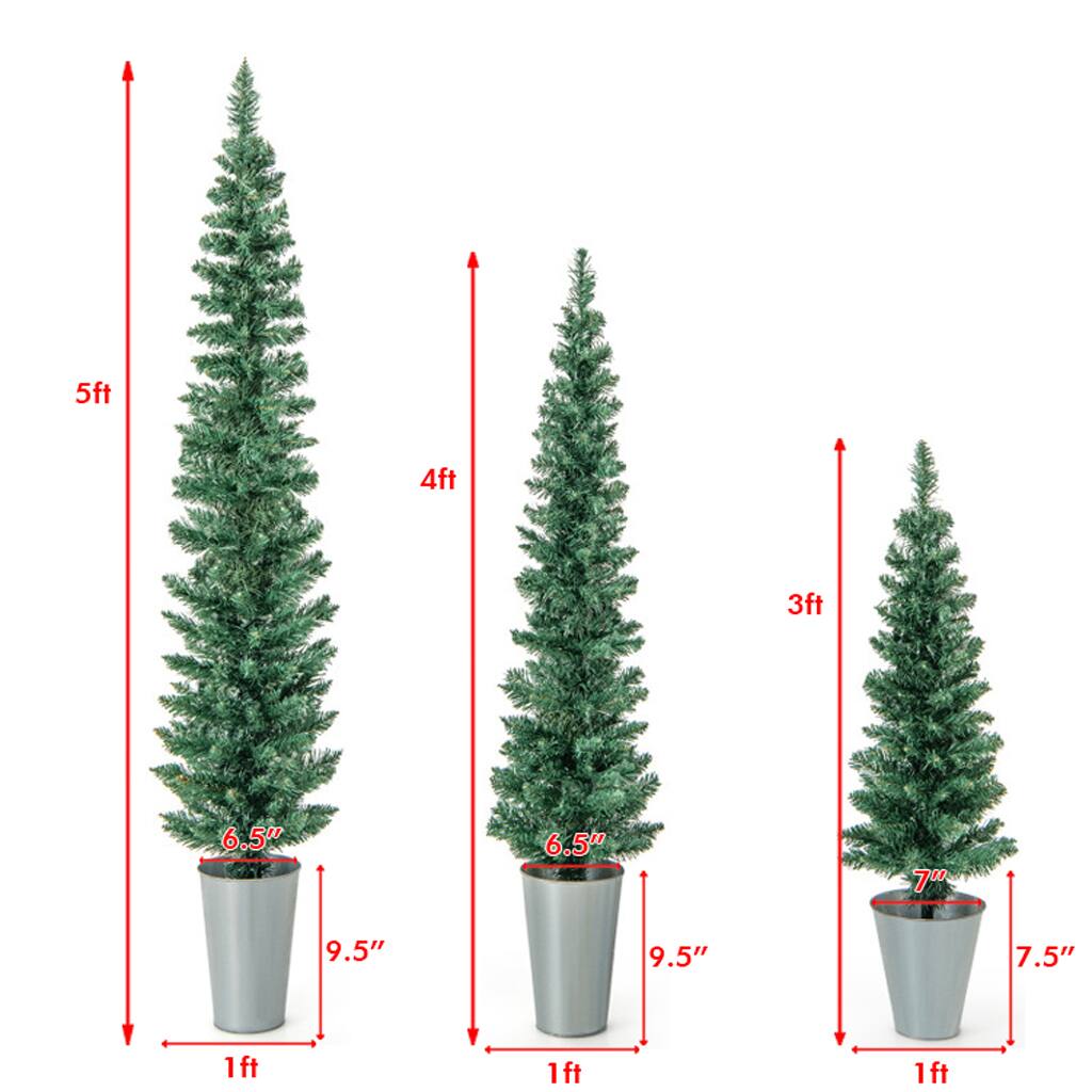 5ft  
4ft  
3ft  

6.5"  
6.5"  
7"  

9.5"  
9.5"  
7.5"  

1ft  
1ft  
1ft