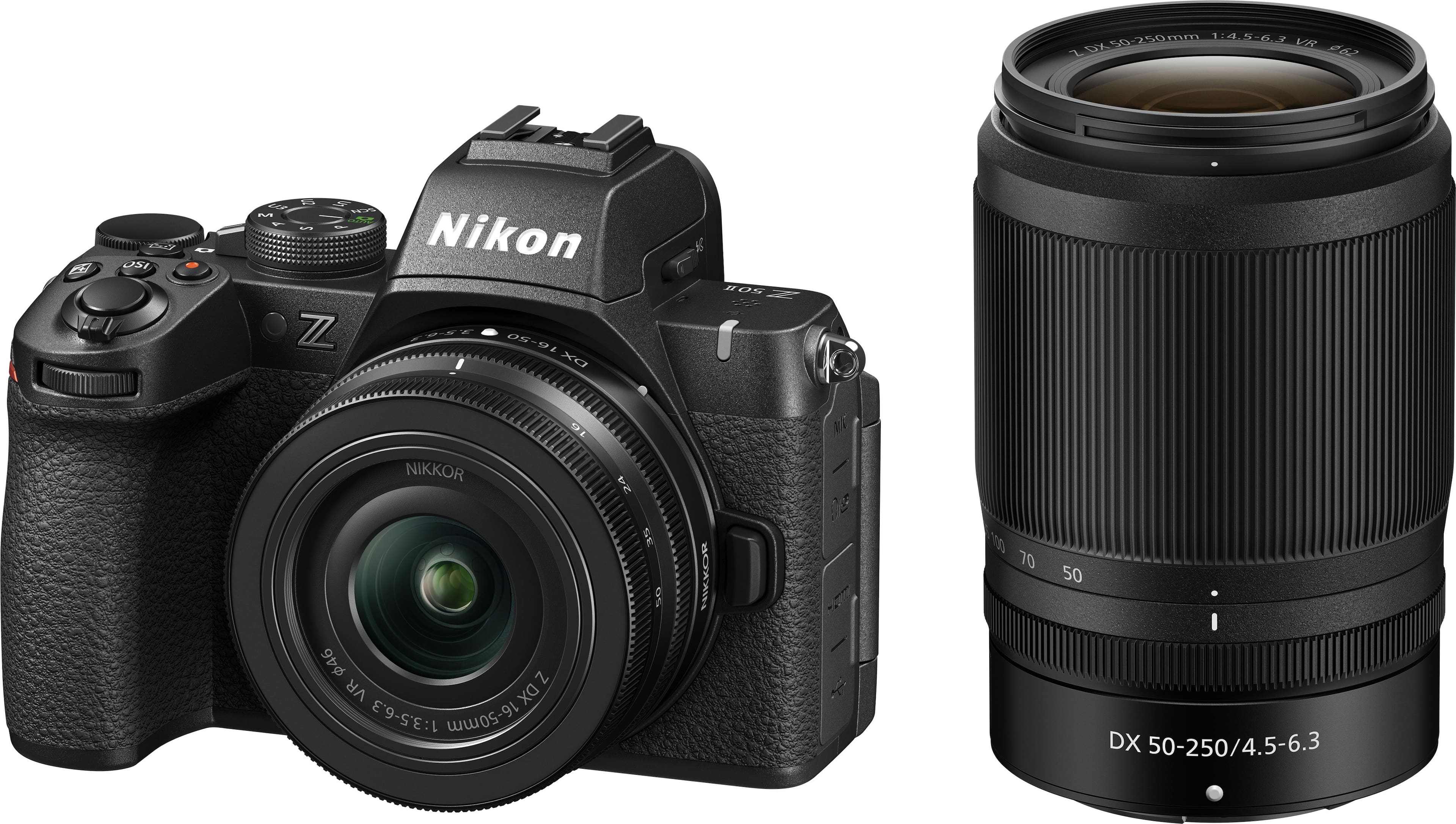 Nikon - Z50II Mirrorless Camera Two Lens Kit with NIKKOR Z DX 16-50mm f/3.5-6.3 VR and NIKKOR Z DX 50-250mm f/4.5-6.3 VR Lenses - Black - Front_Zoom