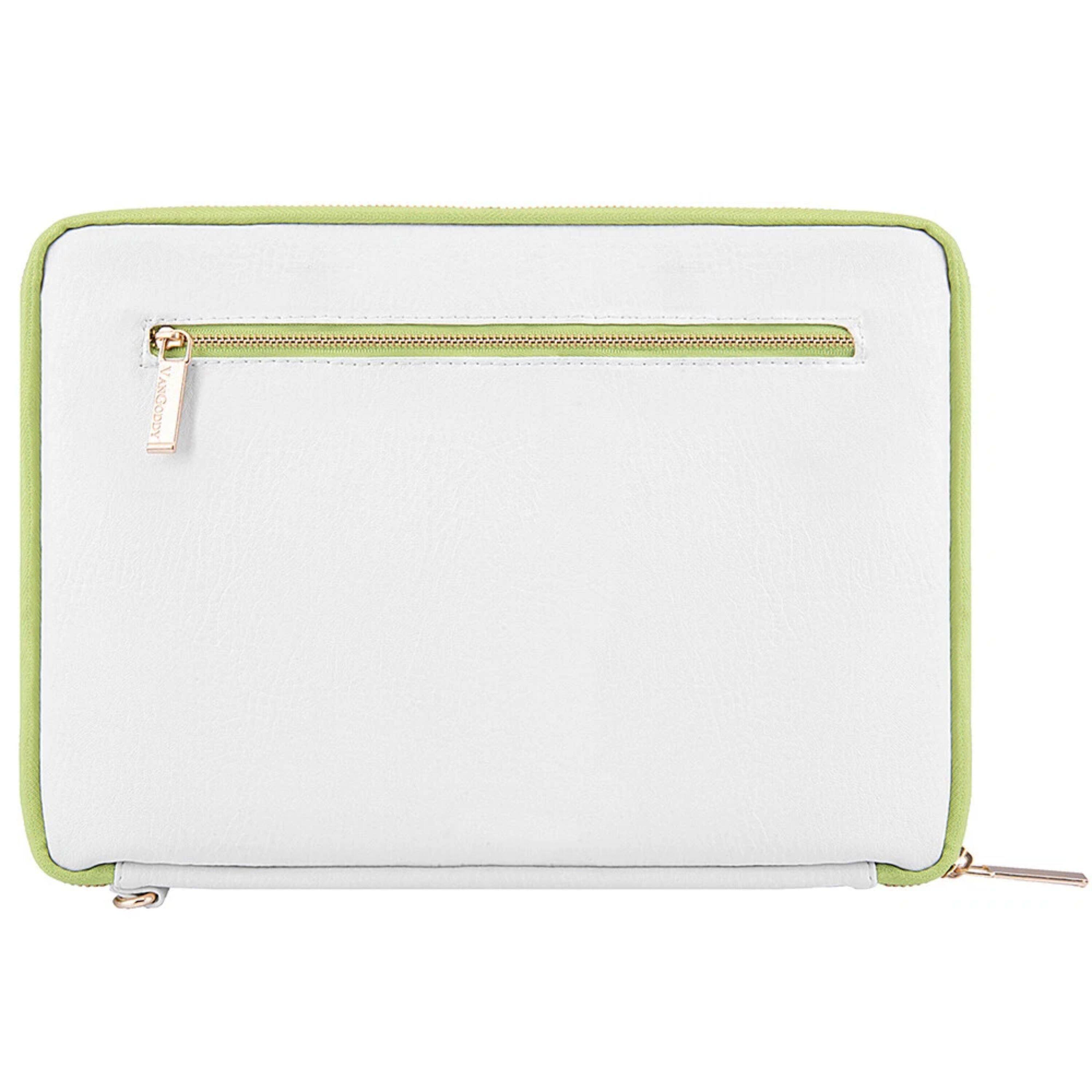 Angle. Kitcheniva - Tablet Leather Sleeve Pouch Case Carry Bag For 11" Google Pixel Tablet - White/Lawn Green.