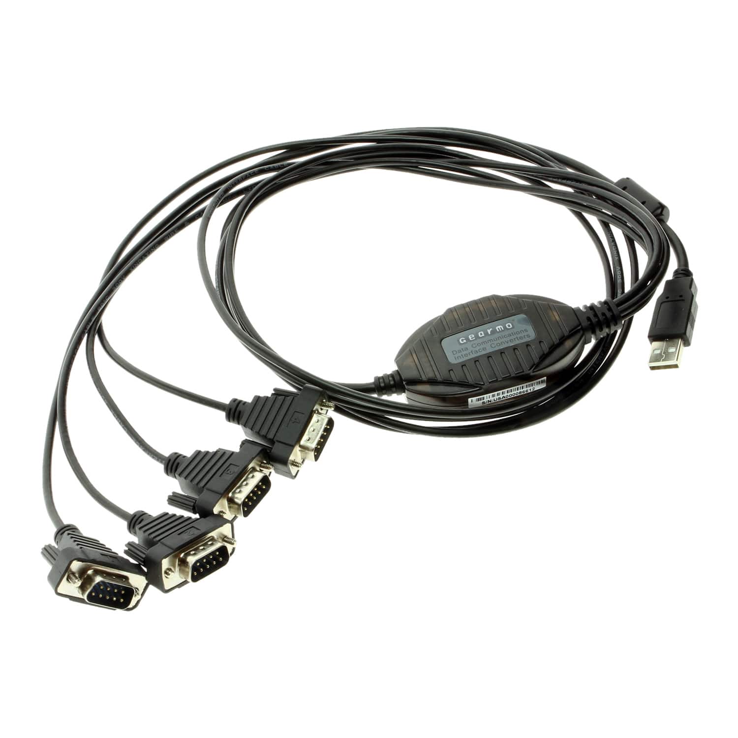 Gearmo - 4-Port USB to Serial Adapter COM Retention FTDI Chipset 920K Baud Rate - Black