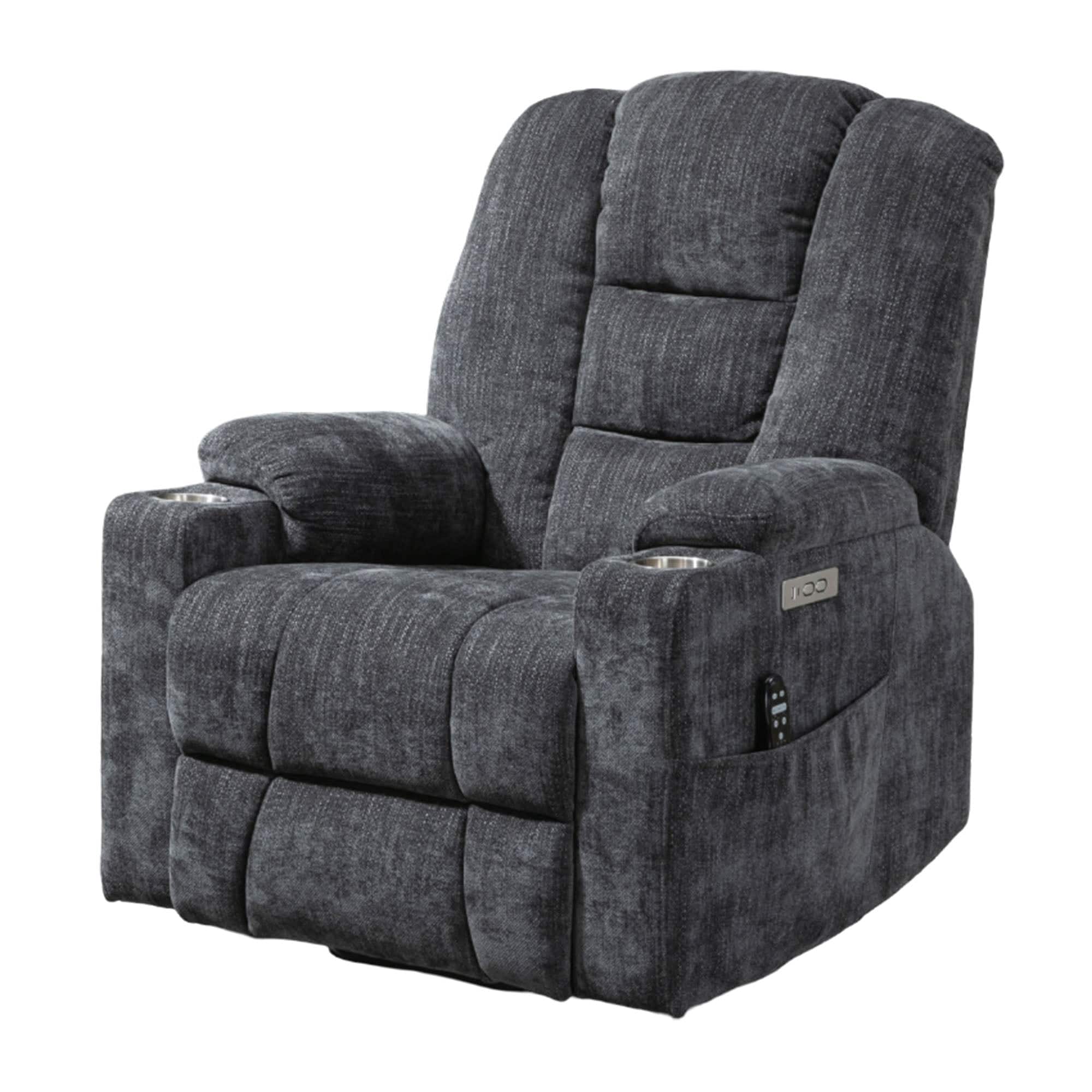 Boyel Living - Large Power Lift Recliner Chair for Elderly with Heat, Massage, USB and Type-C Ports, Heavy Duty Wide Design - Gray