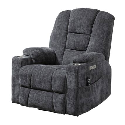 Front. Boyel Living - Large Power Lift Recliner Chair for Elderly with Heat, Massage, USB and Type-C Ports, Heavy Duty Wide Design - Grey.