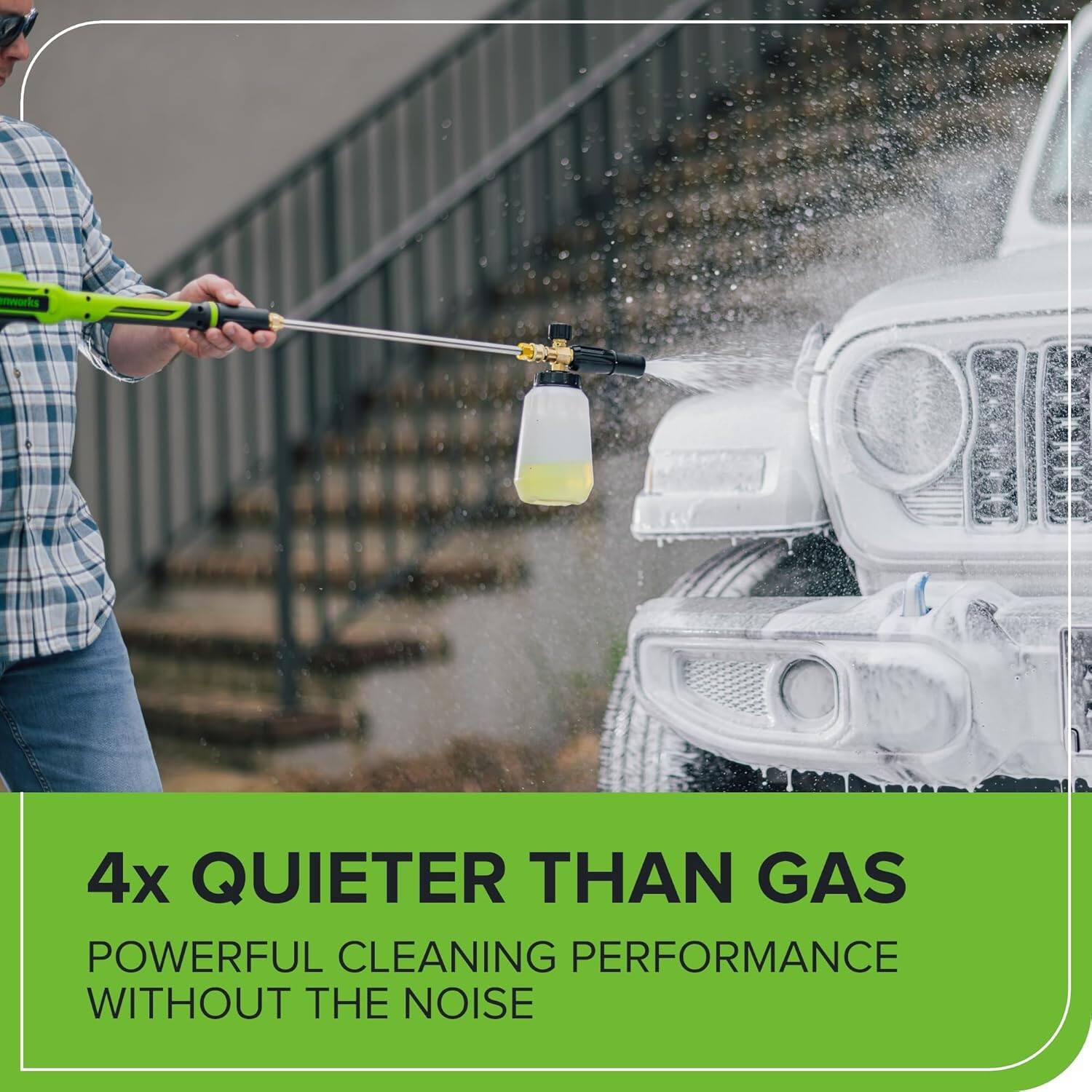 4x QUIETER THAN GAS  
POWERFUL CLEANING PERFORMANCE WITHOUT THE NOISE