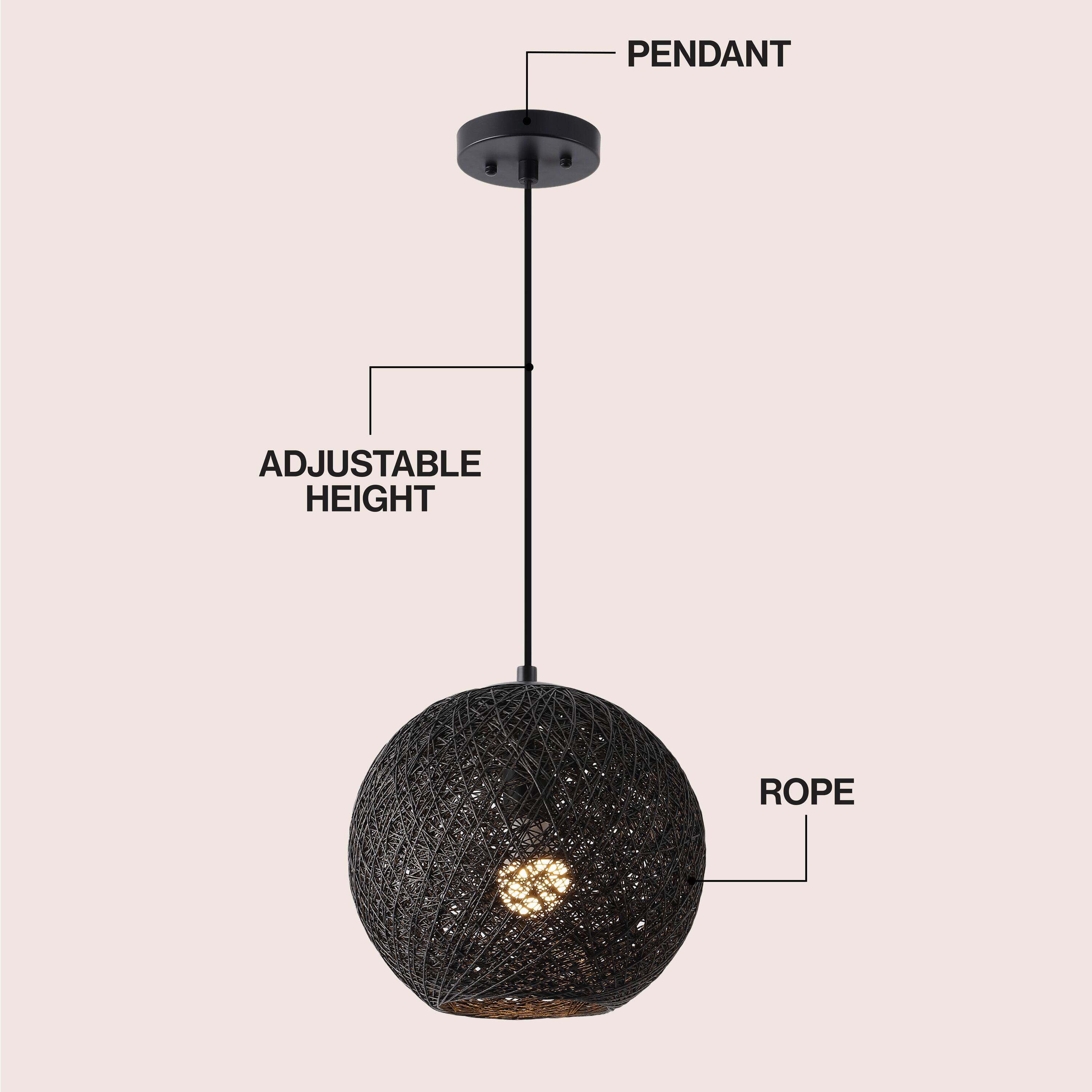 Jonathan Y Lacey 12 in. 1 Light Modern Bohemian Woven Paper Rope Round ...