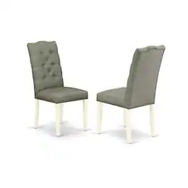 East West Furniture - Dining Chair Linen White - Brown
