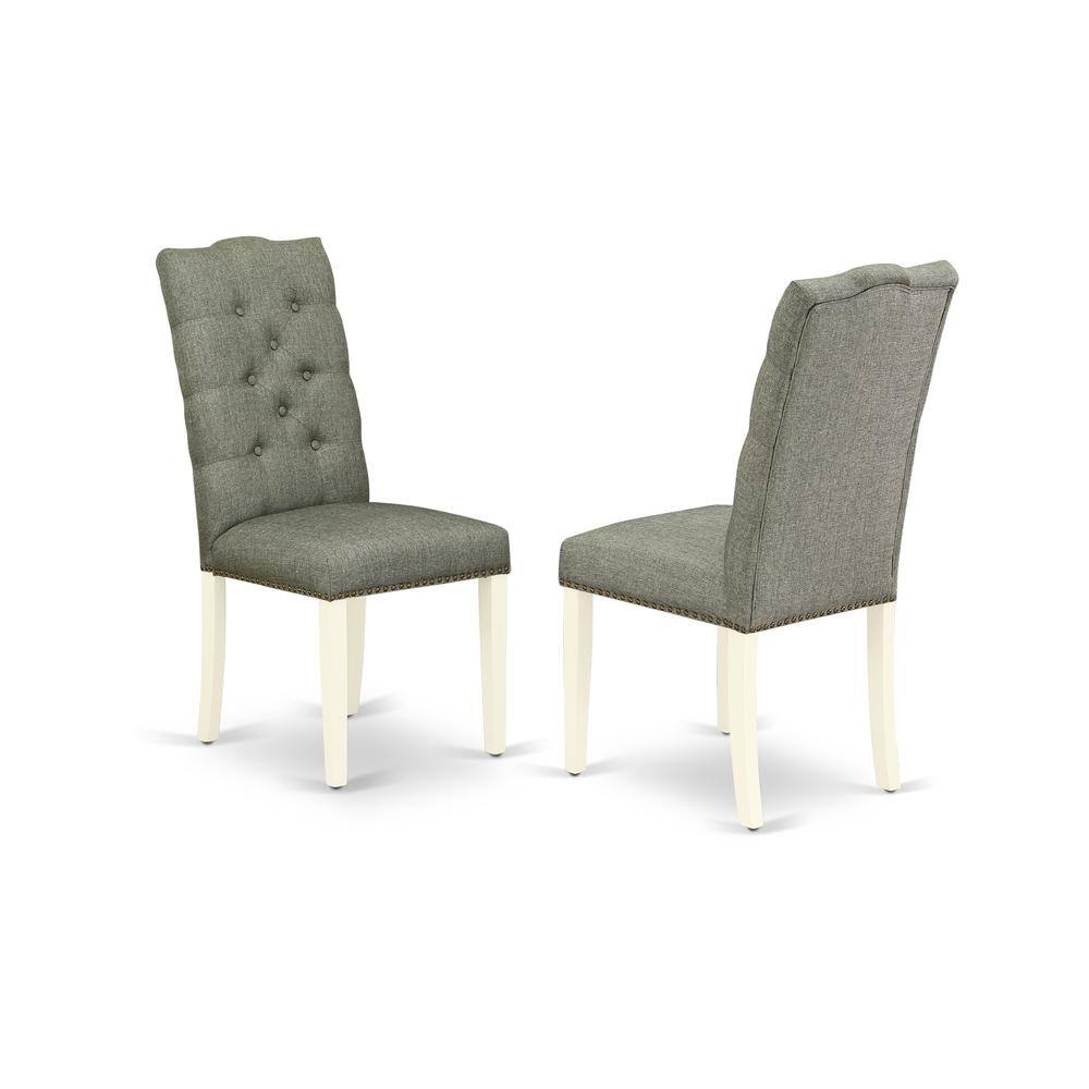 Front. East West Furniture - Dining Chair Linen White - Brown.