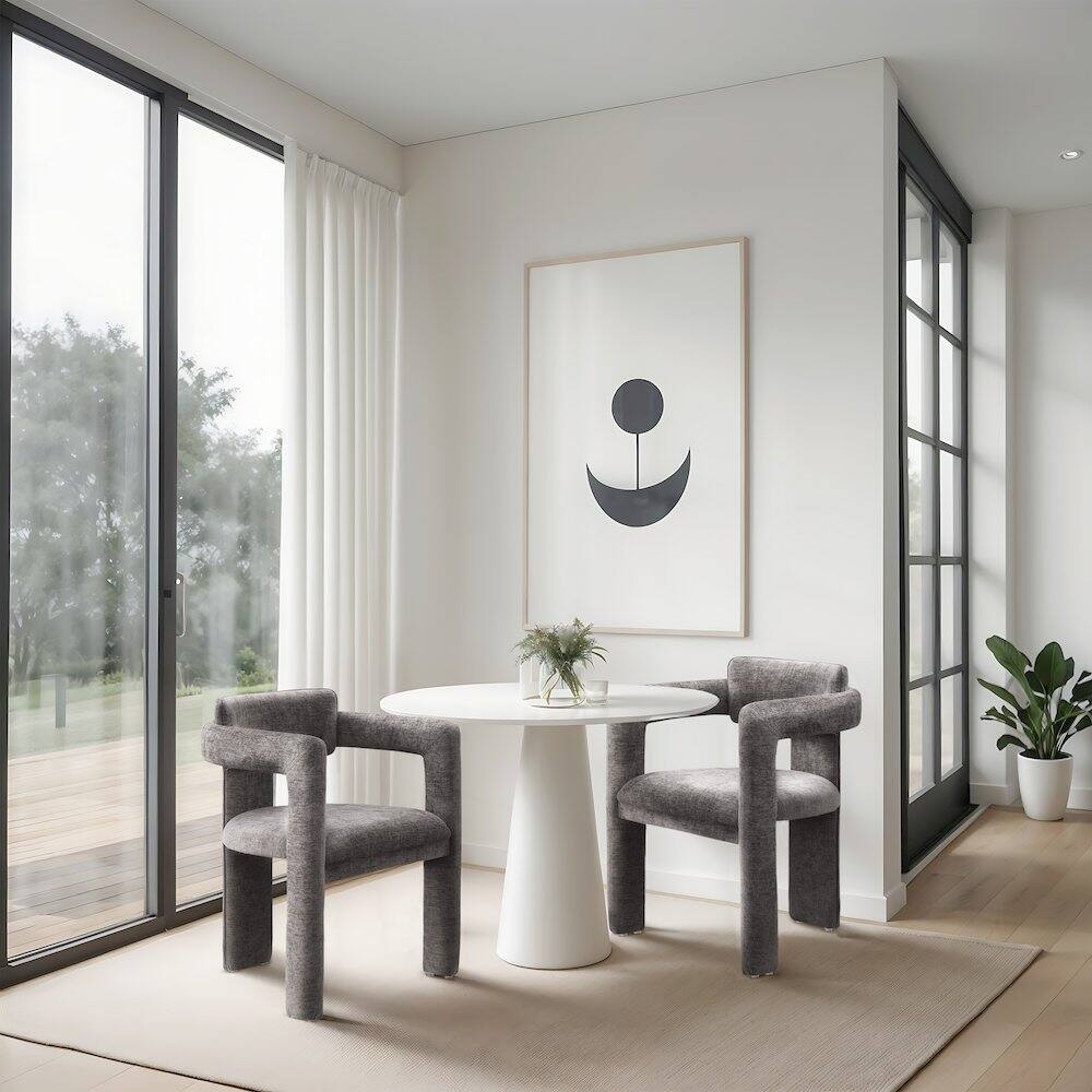 Alt View 1. Meridian Furniture - Brenda Grey Chenille Fabric Dining Chair, Set of 2 - Grey.