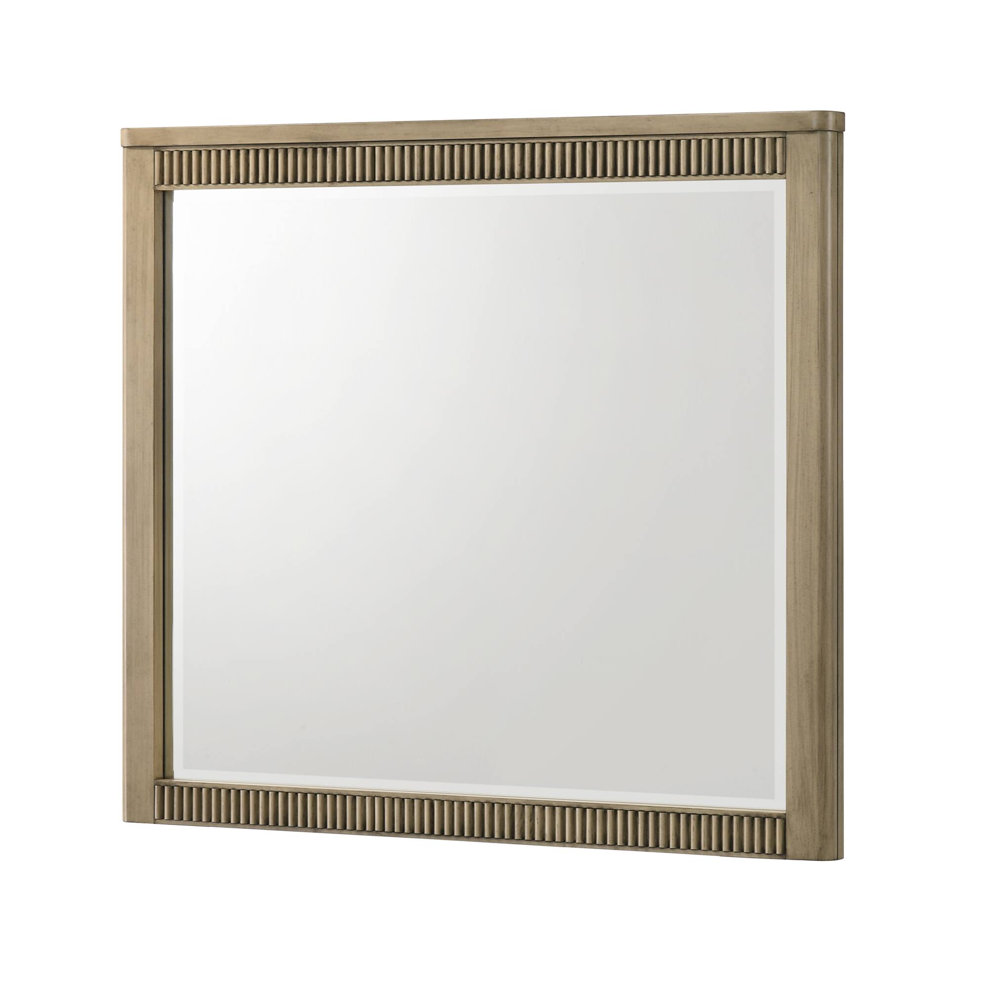 Back. Kings Brand Furniture - Kings Brand Furniture Sierra White Oak Modern Fluted 6-Drawer Dresser with Mirror - White Oak.