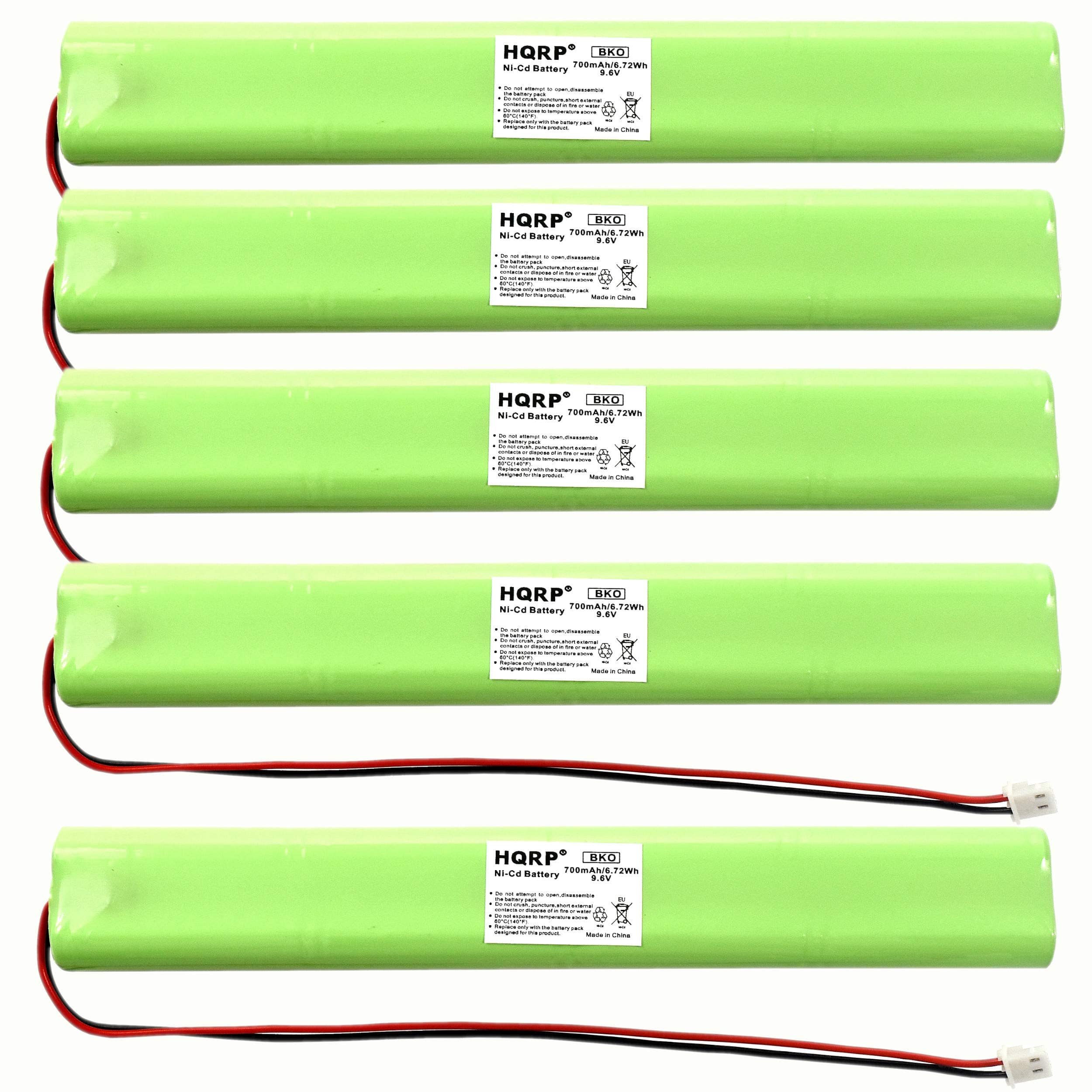 HQRP - 5-Pack Emergency Exit Light Battery for Unitech BBAT0043A Lithonia ELB-B003 ELB-B004 BAT9.6V700 AA700MAH AA900MAH 9.6v