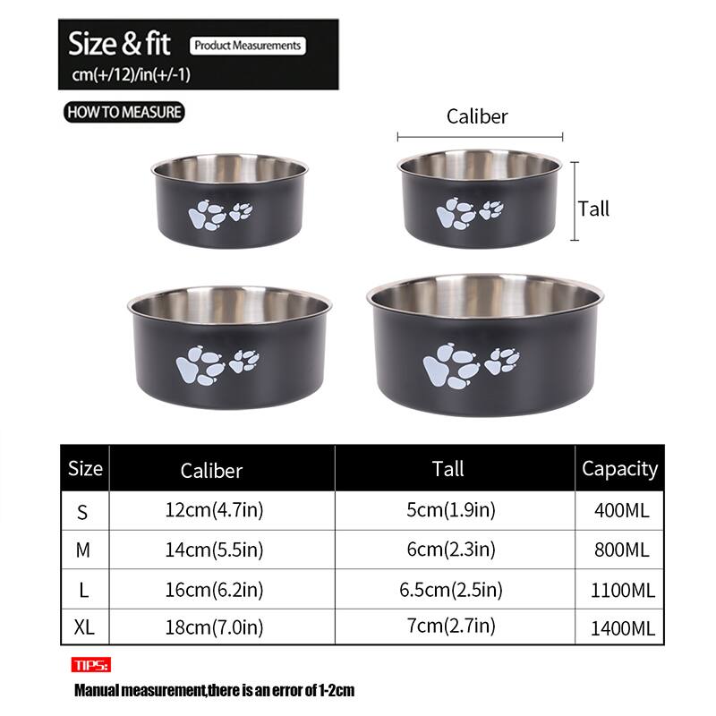 Size & fit  
Product Measurements  
cm(+/-12)/in(+/-1)  

HOW TO MEASURE  

Caliber | Tall | Capacity  
--- | --- | ---  
S | 12cm(4.7in) | 5cm(1.9in) | 400ML  
M | 14cm(5.5in) | 6cm(2.3in) | 800ML  
L | 16cm(6.2in) | 6.5cm(2.5in) | 1100ML  
XL | 18cm(7.0in) | 7cm(2.7in) | 1400ML  

TIPS:  
Manual measurement, there is an error of 1-2cm
