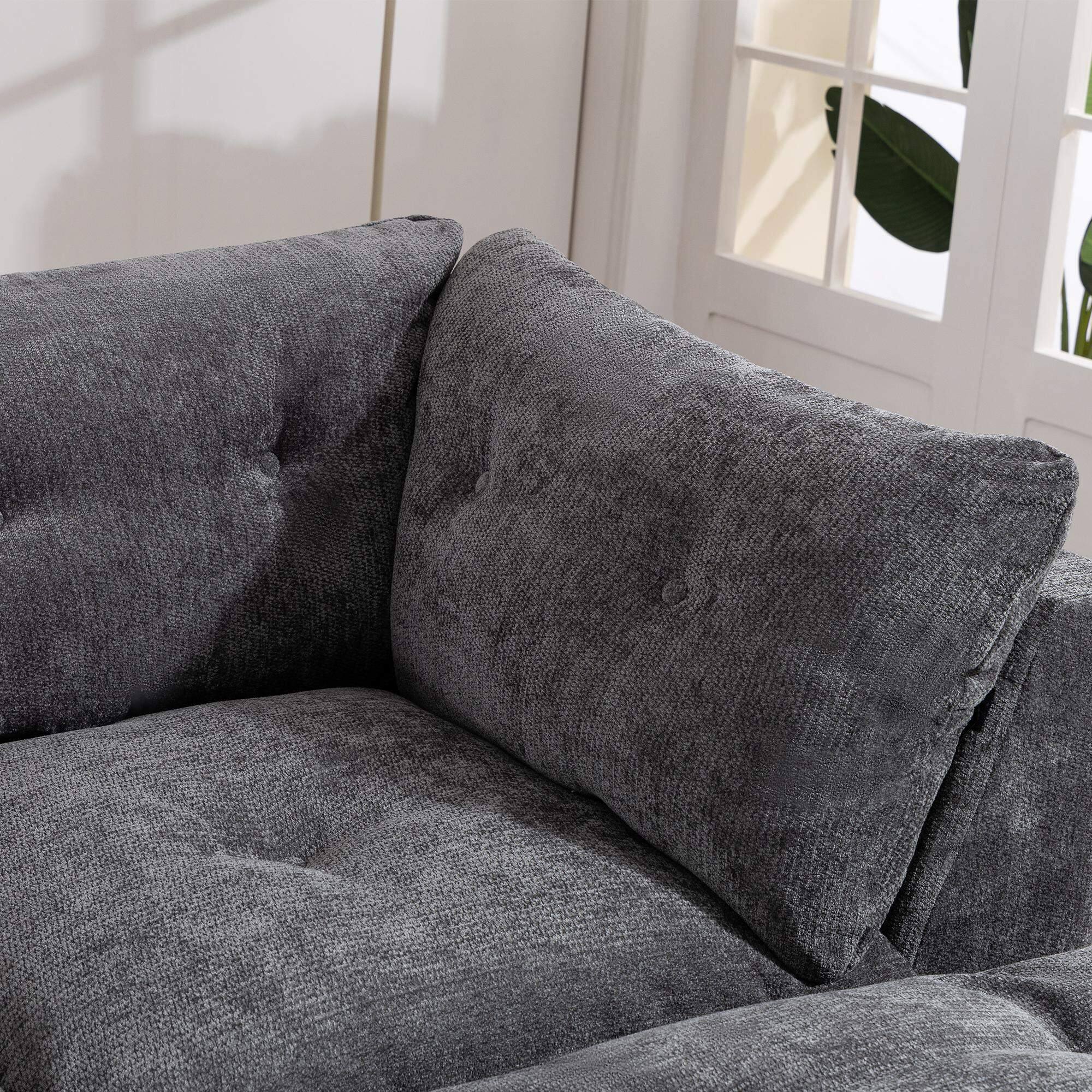 Back. Roomtec - Modern Cloudstyle Living Room Sofa Deep Seat Convertible Lshaped Framefree Sofa with Ottoman Oversized Comfortable - DARK GREY.