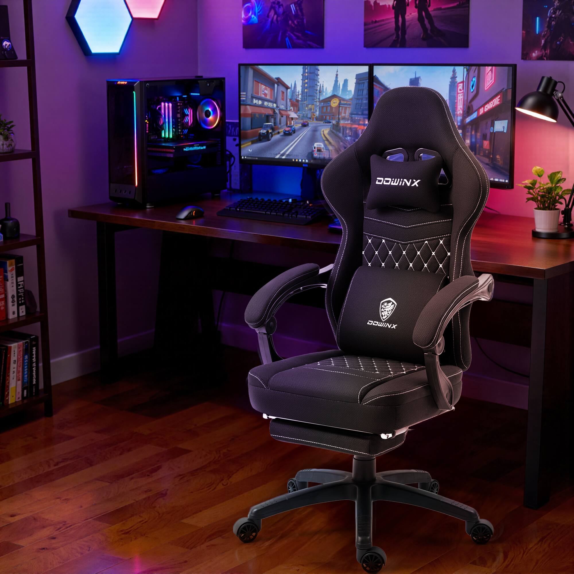 Dowinx Gaming Chair Fabric Breathable, Ergonomic Office Chair with
