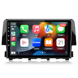 Junsun - 9" 8 Core 4+64GB Android 15 carplay Car Stereo Radio For Honda Civic 2016-2020 GPS Navi WIFI SWC DSP RDS BT FM - Black