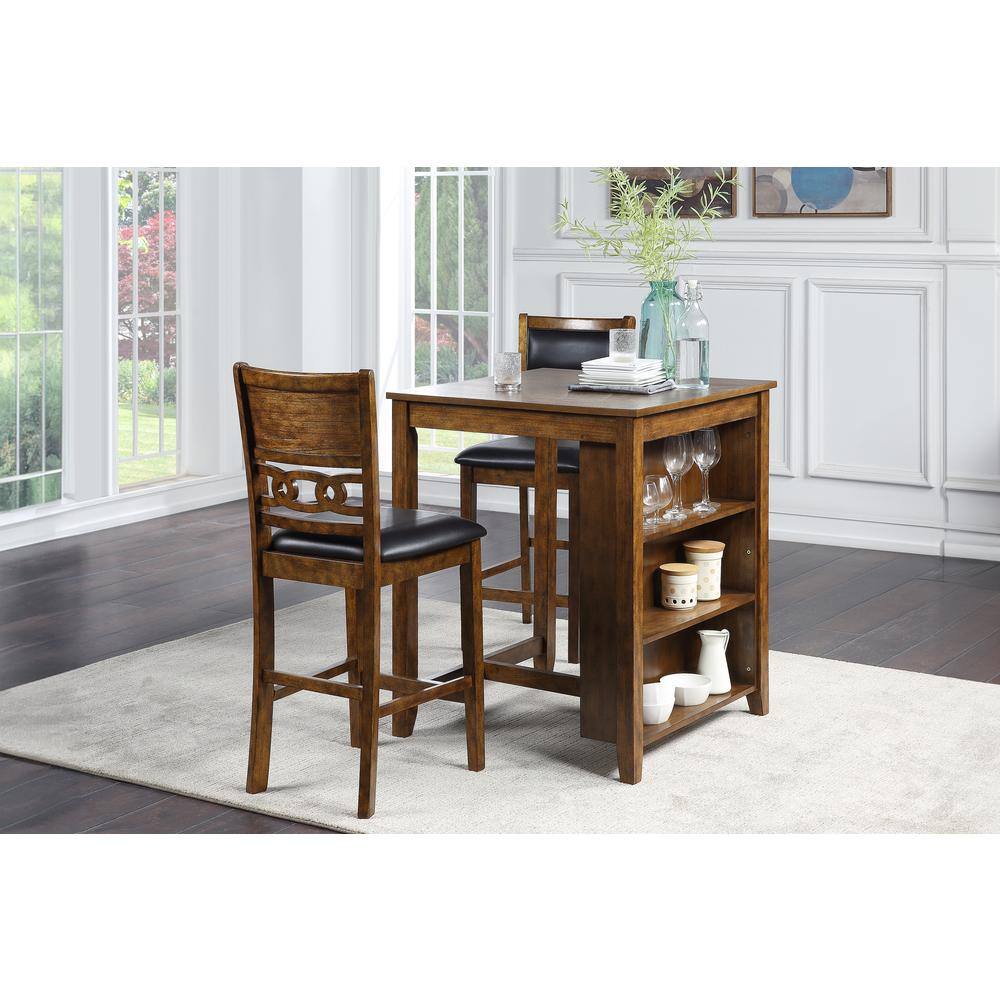 Angle. New Classic Furniture - Furniture Gia Solid Wood Counter Table 2 Chairs in Brown - Brown.
