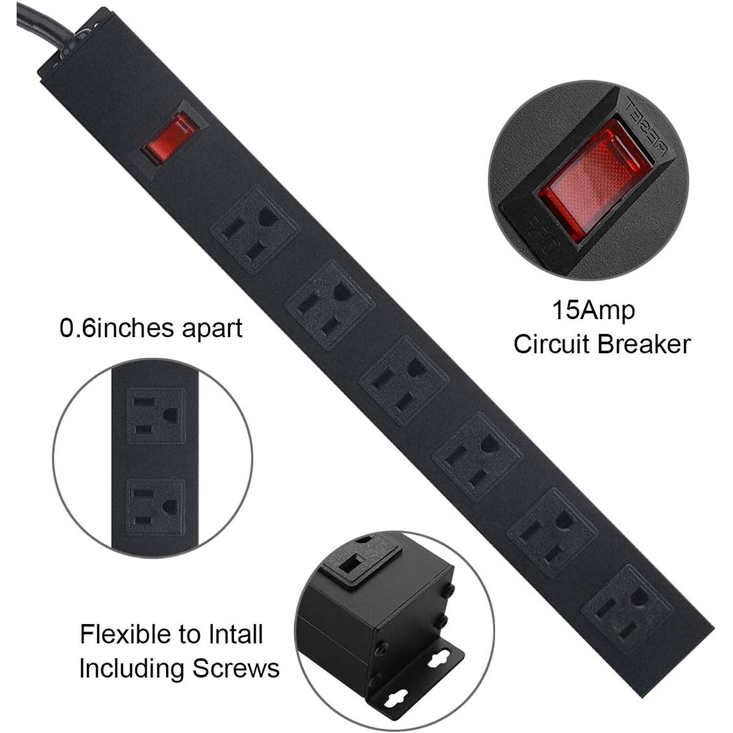 0.6 inches apart, 15Amp Circuit Breaker, Flexible to Install, Including Screws