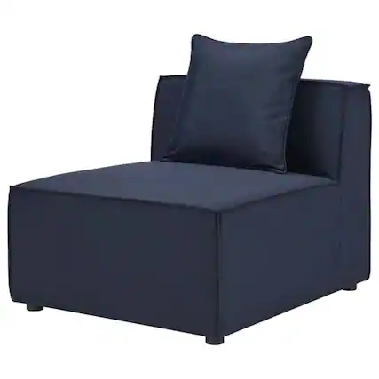 Front. Outdoor Escape - Outdoor Patio Upholstered Armchair in Neutral Color for Comfortable Seating - Blue.