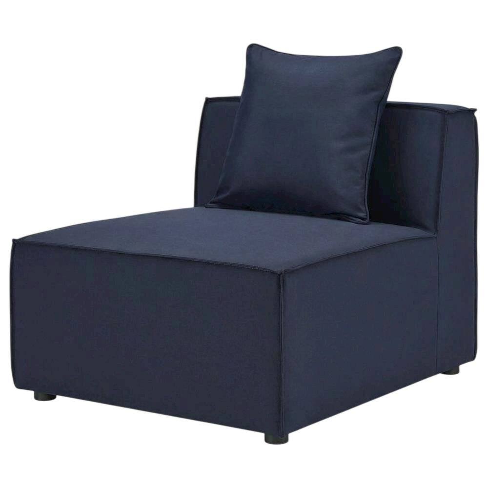 Front. Outdoor Escape - Outdoor Patio Upholstered Armchair in Neutral Color for Comfortable Seating - Blue.