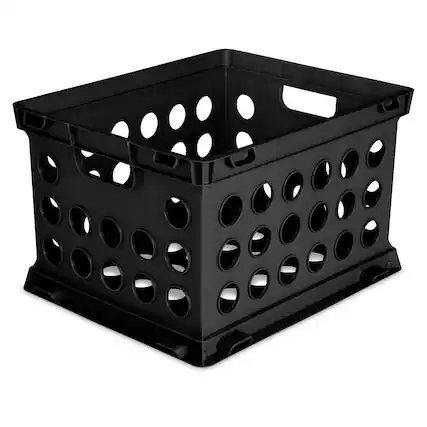 Front. Sterilite - Sterilite Stackable Sturdy Storage Crate Organizer Bins with Handles, 18 Pack.