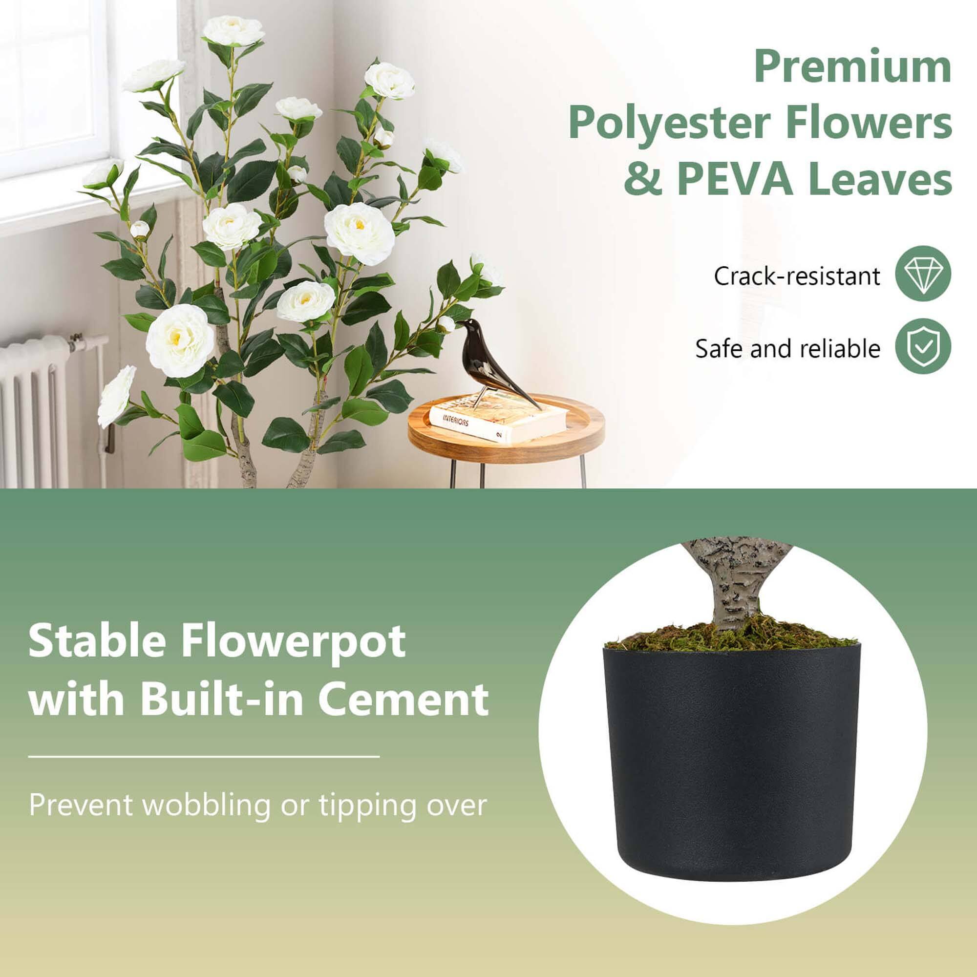 Premium Polyester Flowers & PEVA Leaves Crack-resistant Safe and reliable

Stable Flowerpot with Built-in Cement Prevent wobbling or tipping over