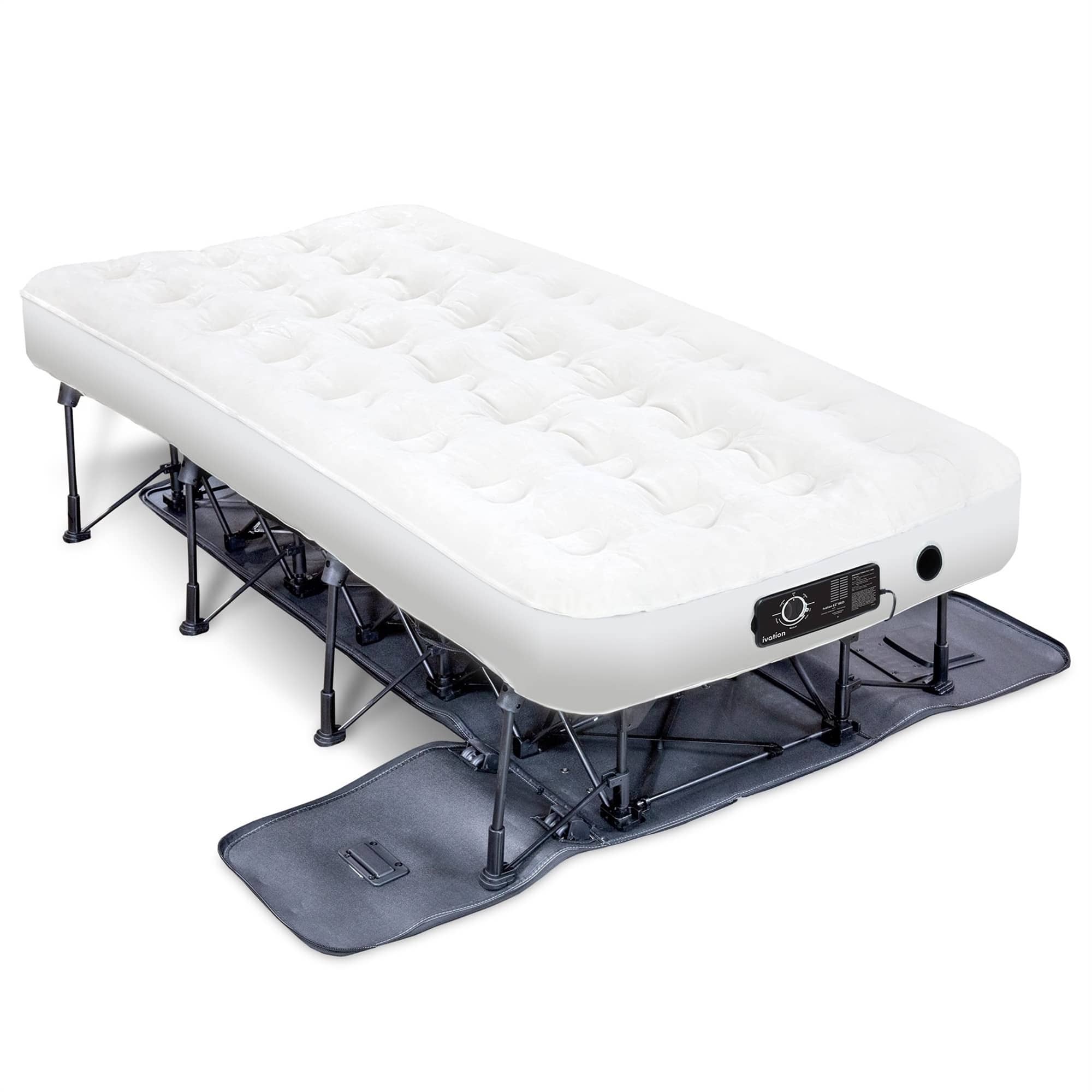 Ivation - EZ-Bed Air Mattress, Twin Size Air Mattress with Built In Pump & Deflate Defender - White