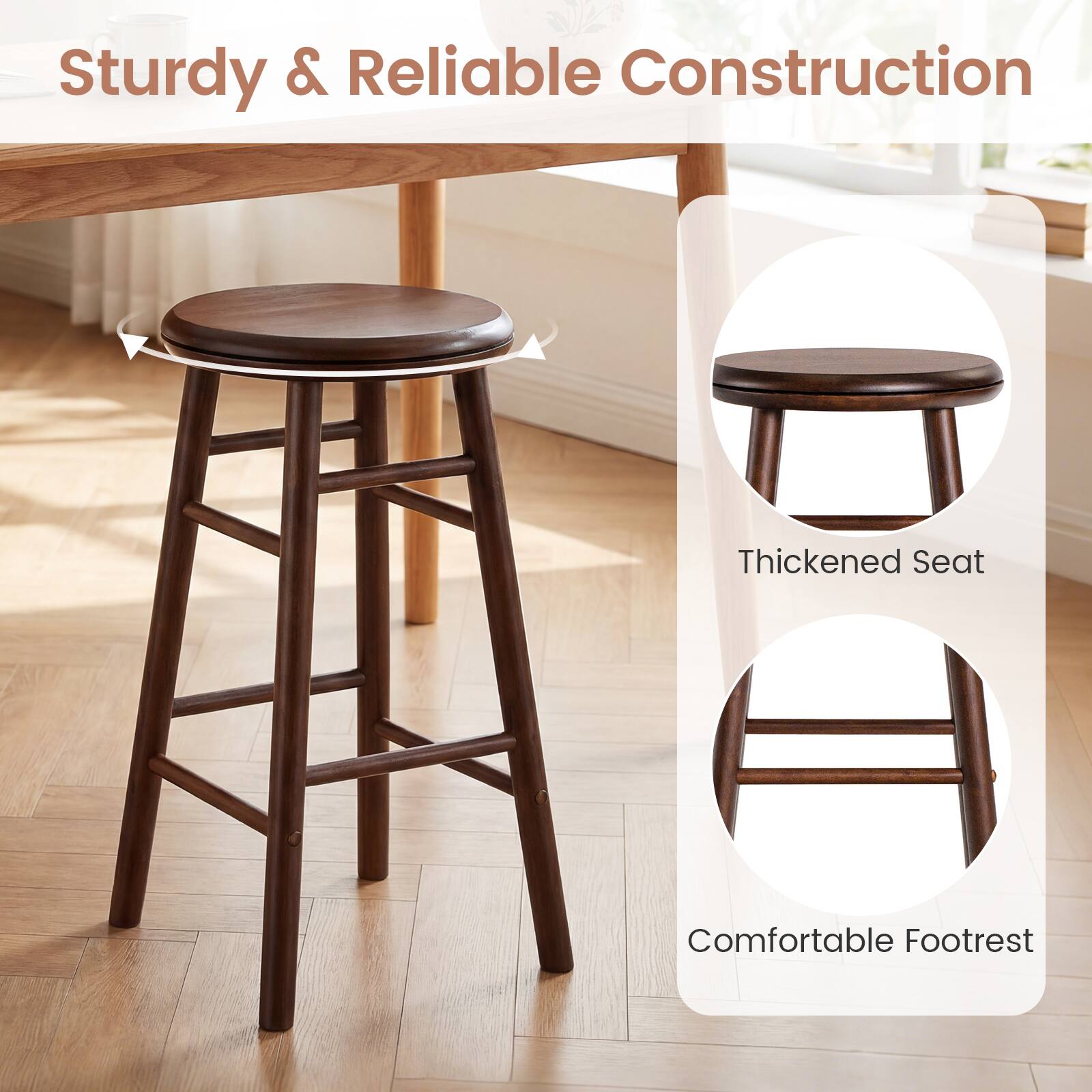 Sturdy & Reliable Construction  
Thickened Seat  
Comfortable Footrest