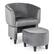Front. Costway - Upholstered Velvet Barrel Chair with Ottoman Wood Frame and Non-Slip Felt Pads - Gray.