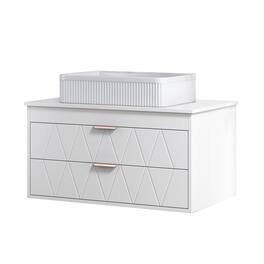 Boyel Living - 31.5 In Modern Single Bathroom Vanity with Ceramic Vessel Sink and Wide Storage Cabinet - White