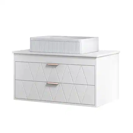 Front. Boyel Living - 31.5 In Modern Single Bathroom Vanity with Ceramic Vessel Sink and Wide Storage Cabinet - White.