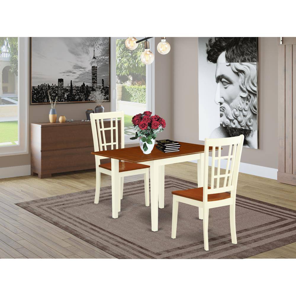 Left. East West Furniture - Dining Room Set Buttermilk & Cherry - Brown.