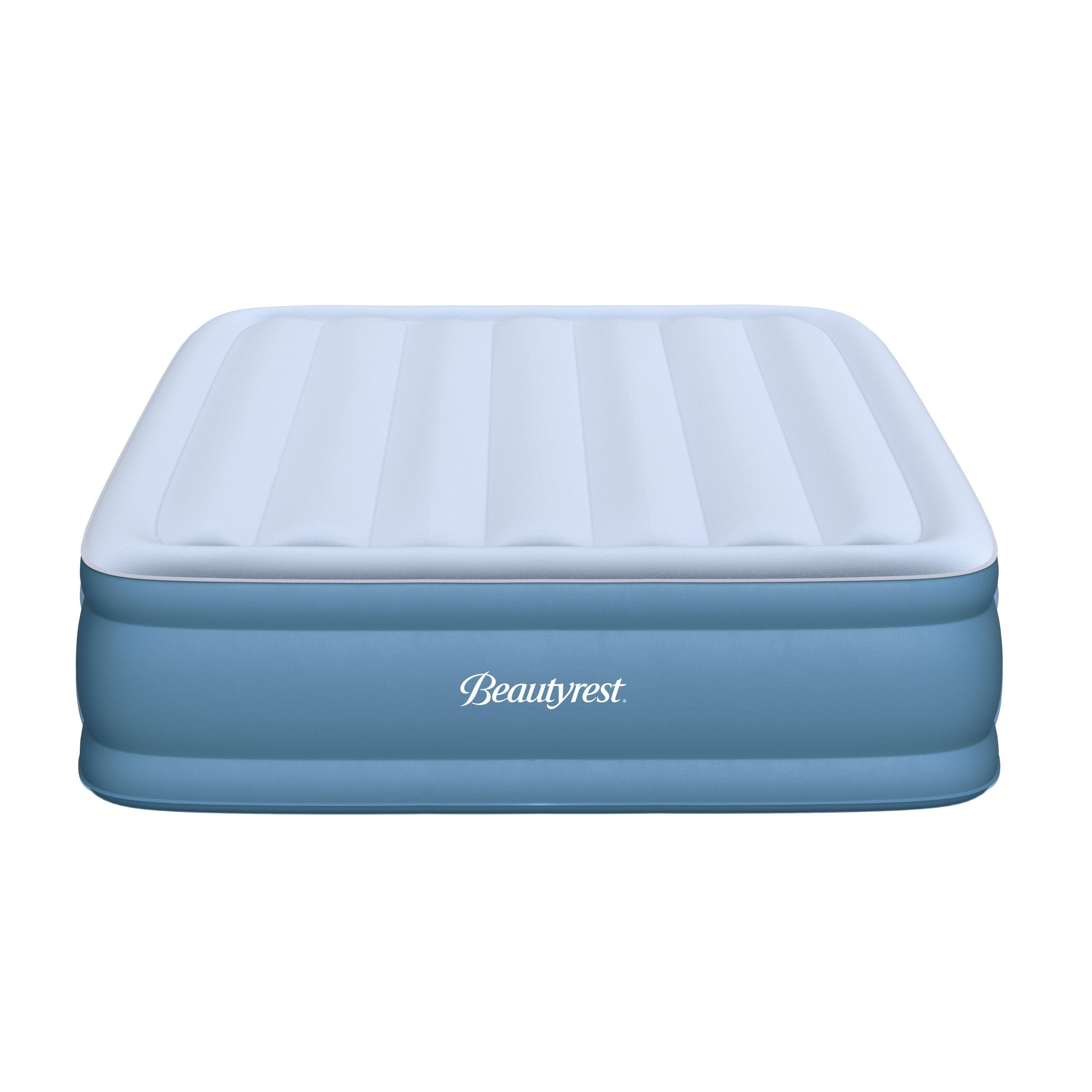 Alt View 1. Beautyrest - Beautyrest Sensarest Raised Inflatable Air Mattress with Built-In Pump, Queen - GRAY/BLUE.