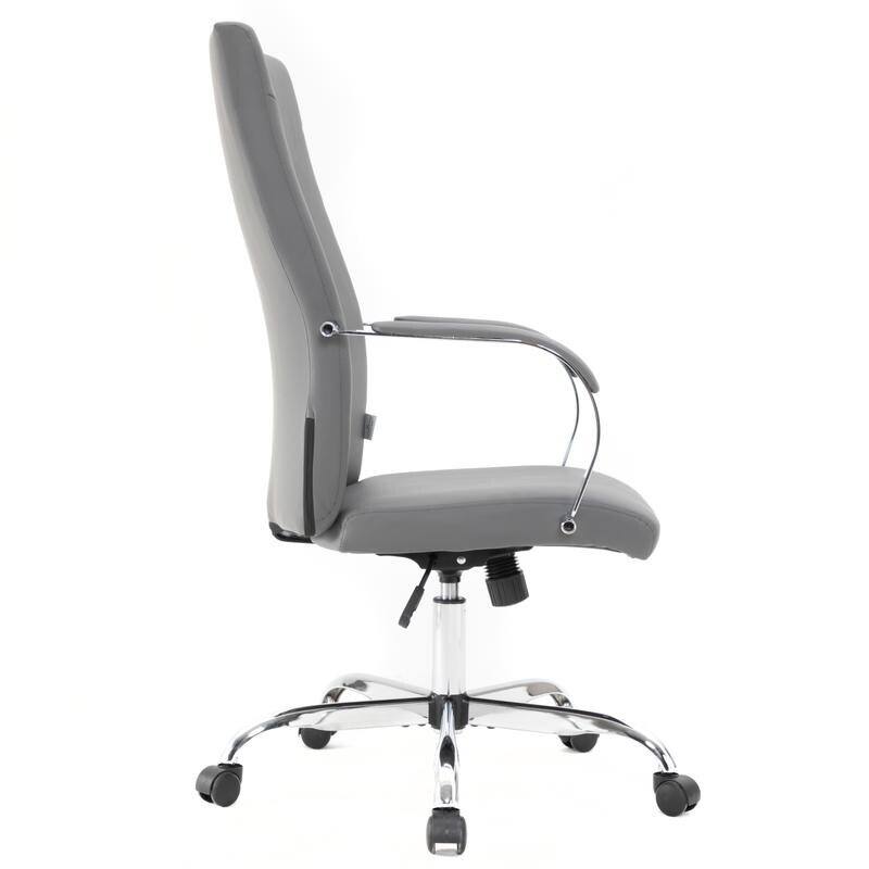 Alt View 5. LeisureMod - Sonora High-Back Leather Office Chair with Adjustable Height, Swivel, and Tilt, Desk, Conference Room, or Home Office - Grey.