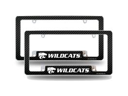 Rico Industries - Kansas State Wildcats (Set of 2) Chrome Metal License Plate Frames with Carbon Fiber Design - Multi