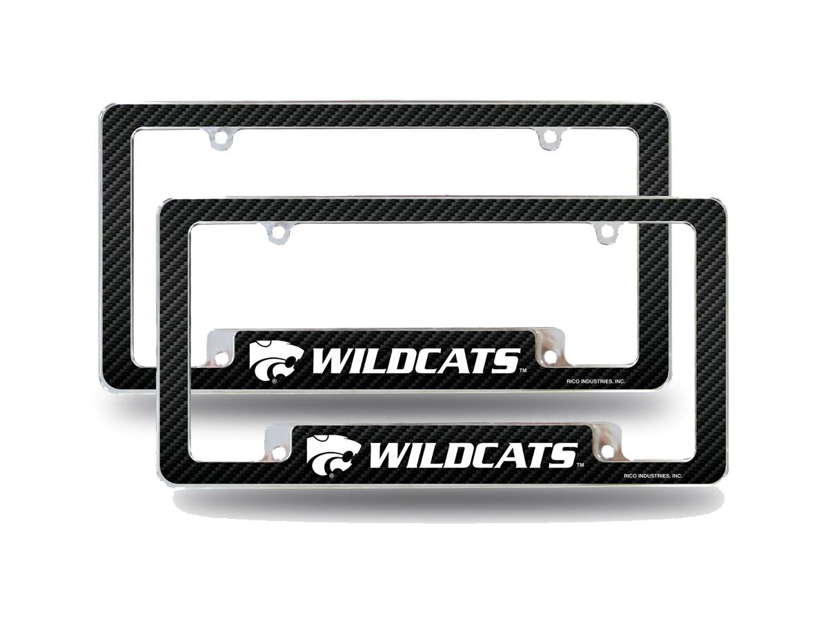 Kansas State Wildcats (Set of 2) Chrome Metal License Plate Frames with Carbon Fiber Design