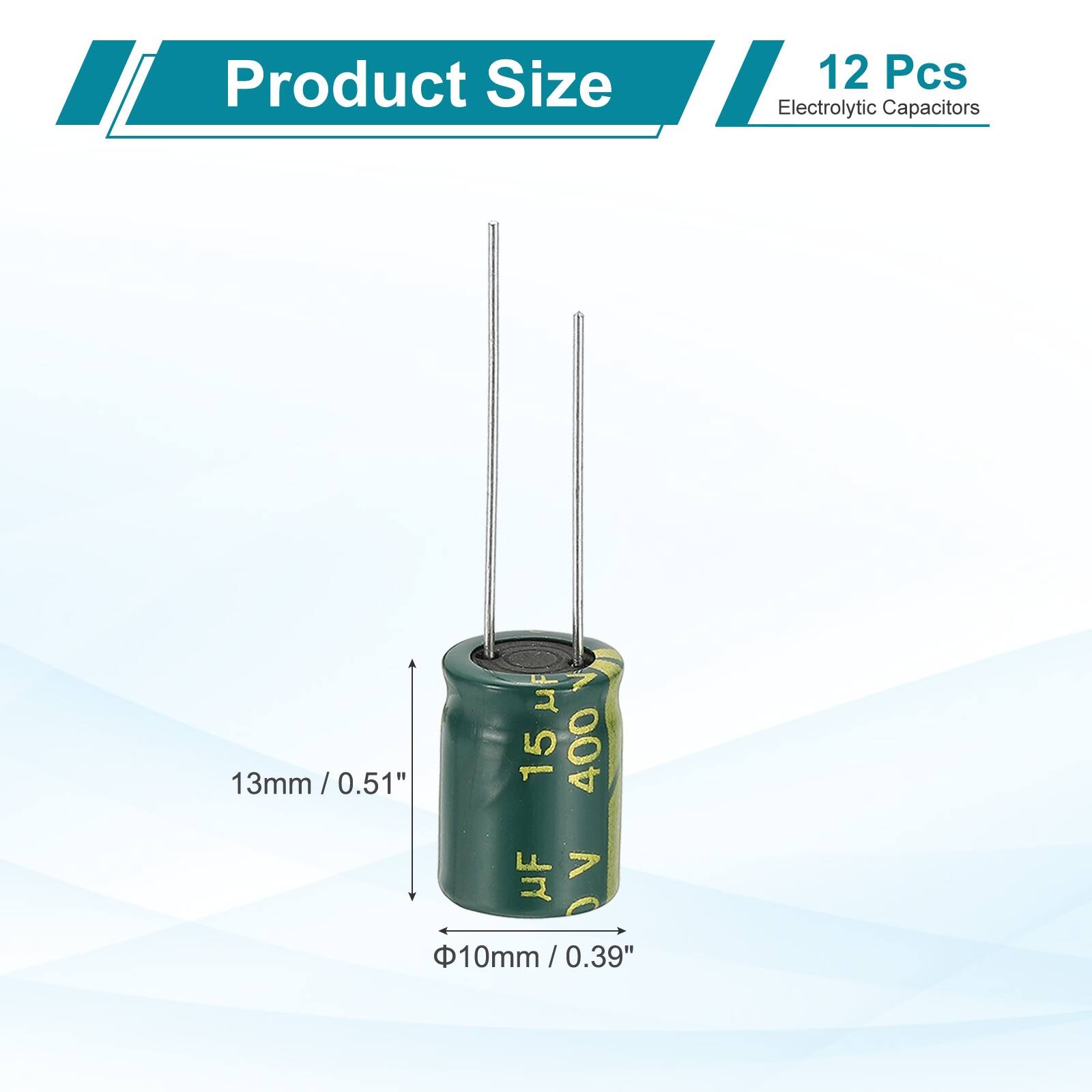 Product Size

12 Pcs Electrolytic Capacitors

7 UF 13mm/0.51" 15 400 UF V 10mm/0.39"
