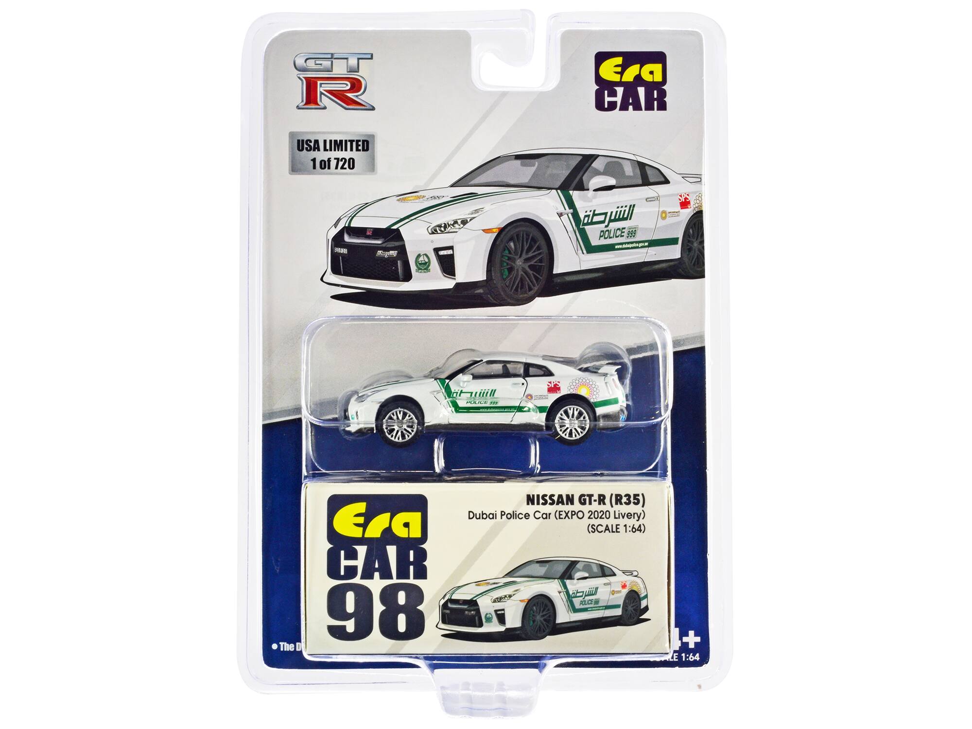 GT R Era CAR USA LIMITED 1 of 720 - U i   POLICE 569 ap SPS ot  ... - SS Era CAR 98 The D NISSAN GT-R (R35) Dubai Police Car (EXPO 2020 Livery) (SCALE 1:64)