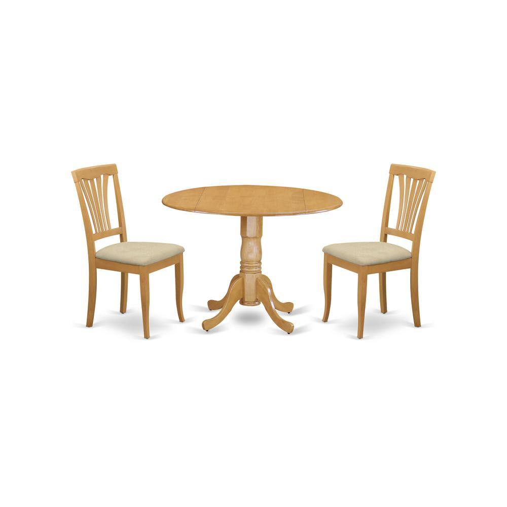 Back. East West Furniture - DLAV3-OAK-C 3 PC small Kitchen Table and Chairs set-small Kitchen Table plus 2 dinette Chairs - Oak.